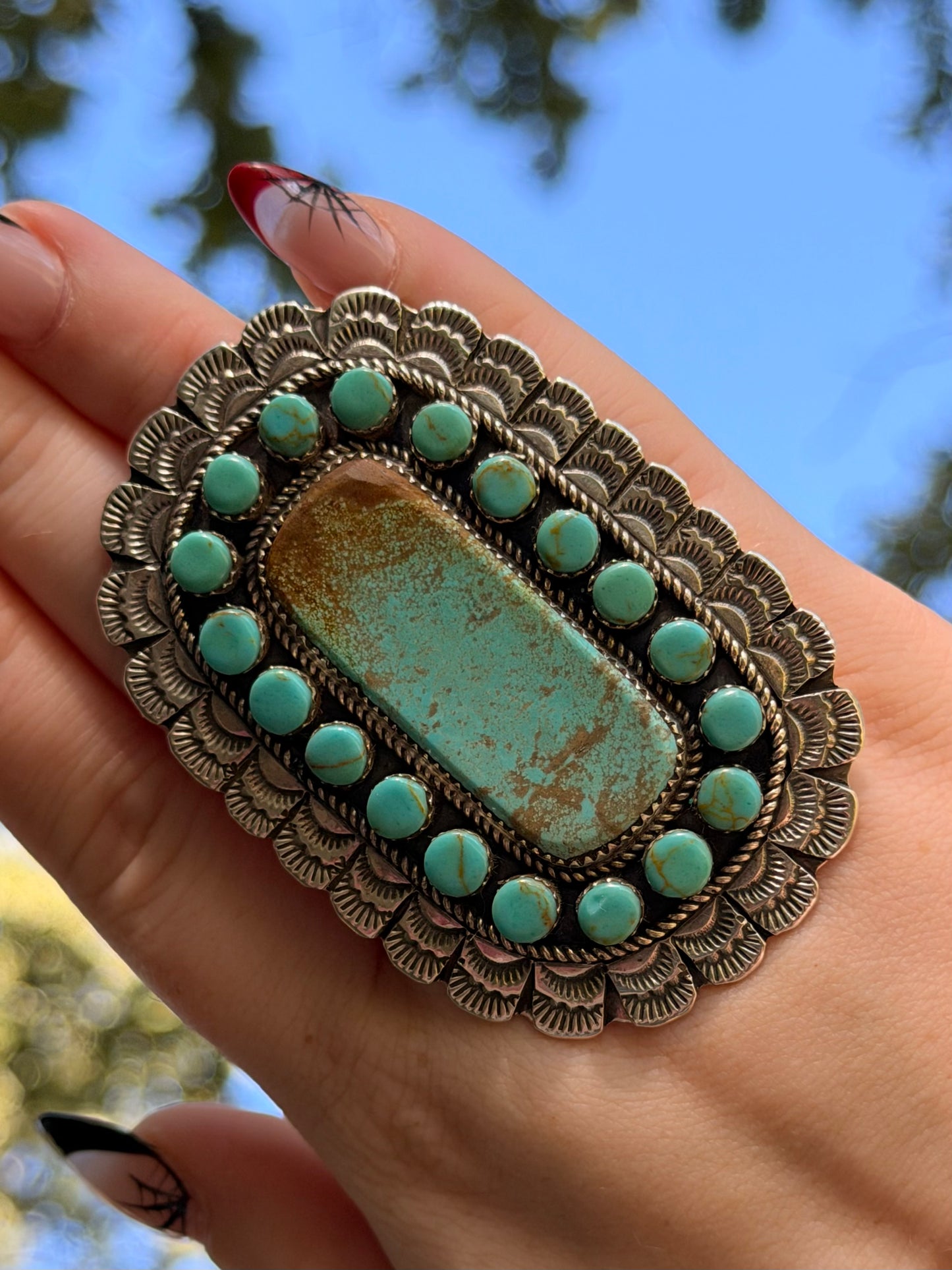 Larry Etsitty Sterling Sliver and Turquoise Adjustable Ring