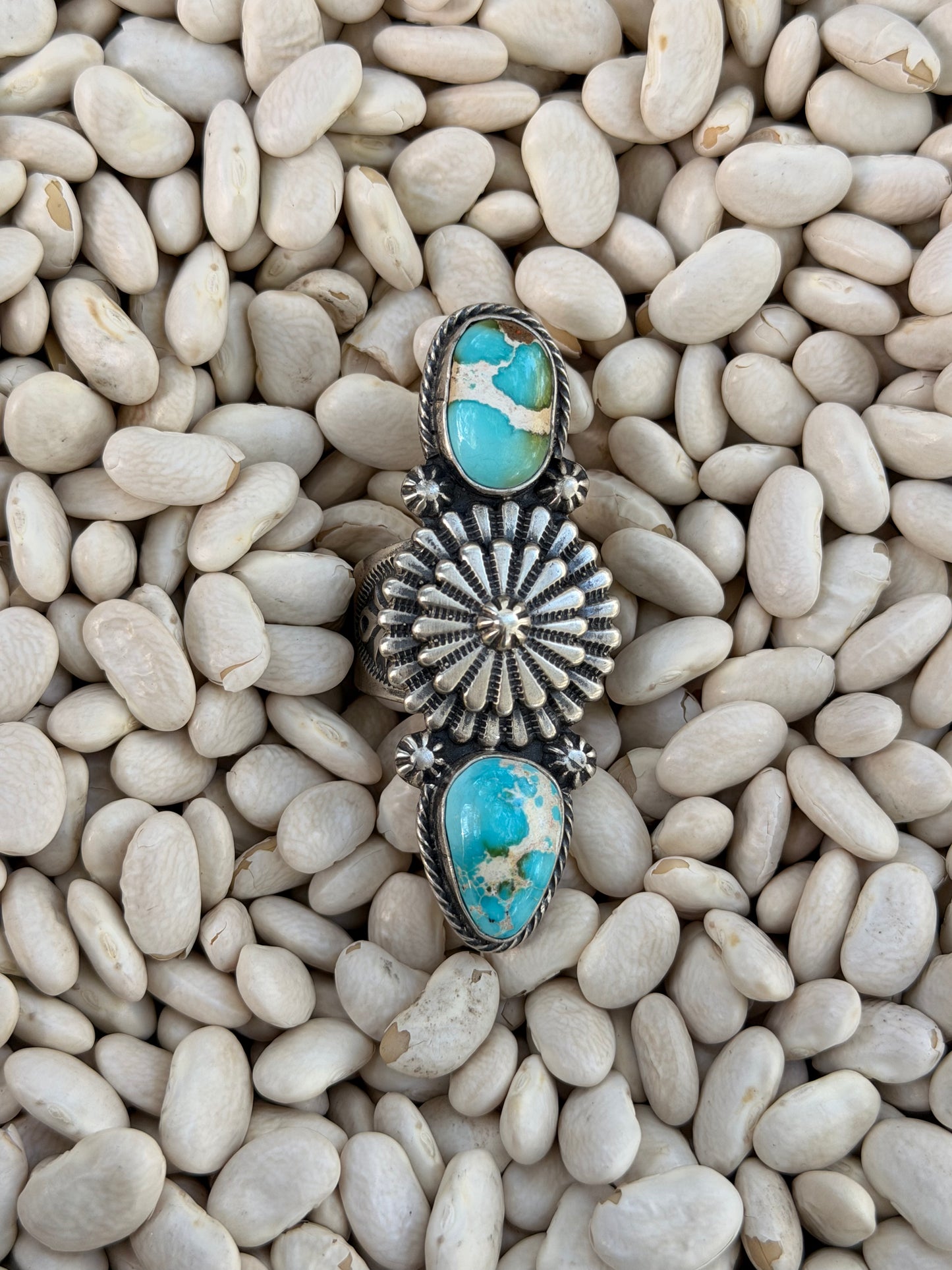 SY | Two Stone Blue Turquoise Sterling Silver Size 10.5 Ring