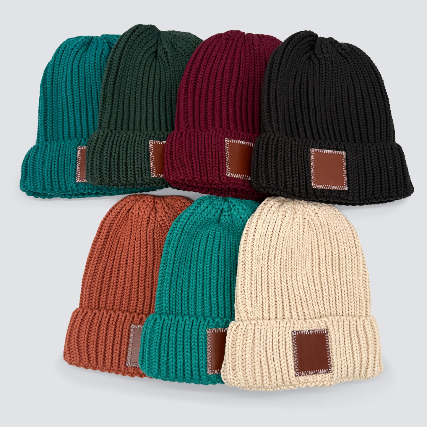 Customizable Knit Beanies with Leather Patch for Crafters and Makers - Unisex Sizing, 7 Exclusive Colors by Dani Morgans