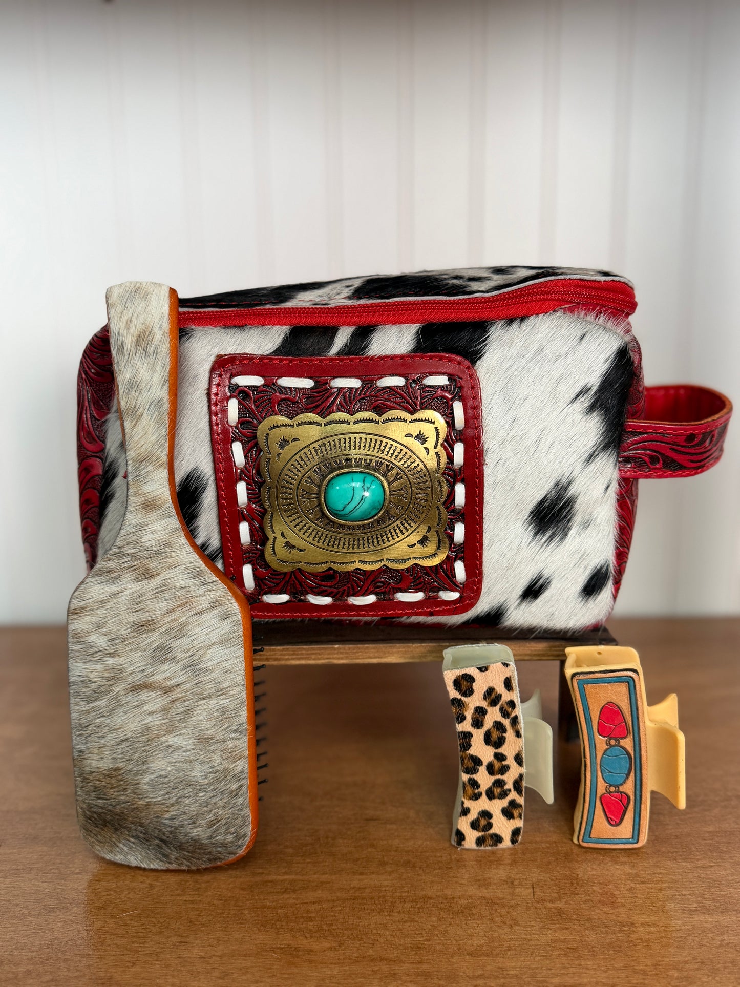 Western Cowhide Cosmetic & Hair Essentials Bundle