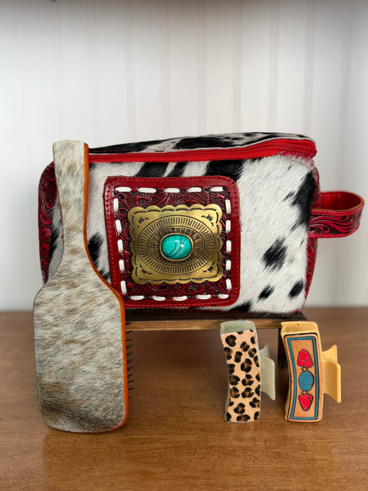 Western Cowhide Cosmetic & Hair Essentials Bundle