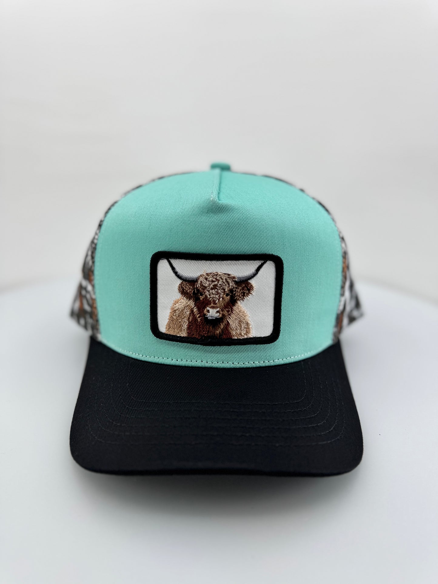 The Johnny Highland Cow Patch and Cow Print Trucker Hat