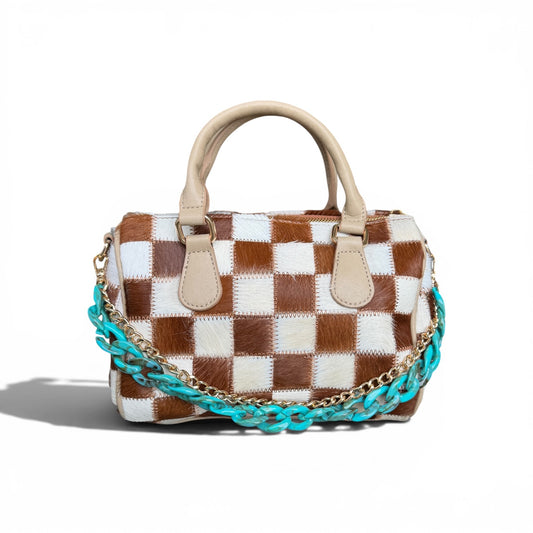 Dani Morgans Exclusive Checkered Cowhide Small Speedy Bag