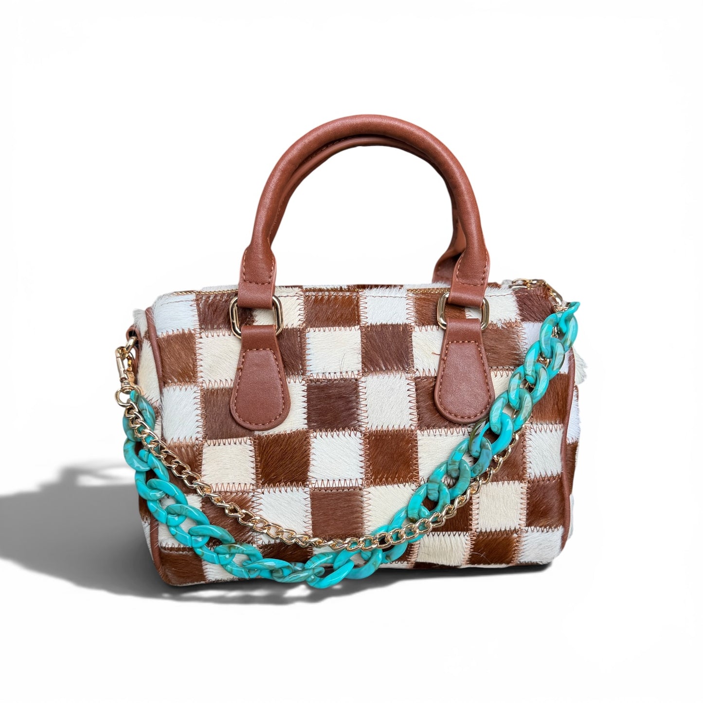 Dani Morgans Exclusive Checkered Cowhide Small Speedy Bag