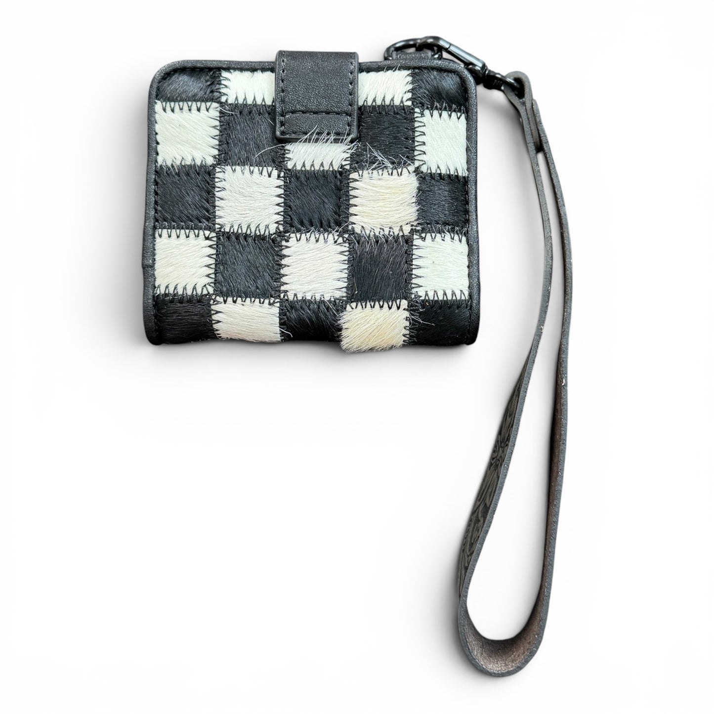 Dani Morgans Checkered Cowhide Mini Wristlet Wallet