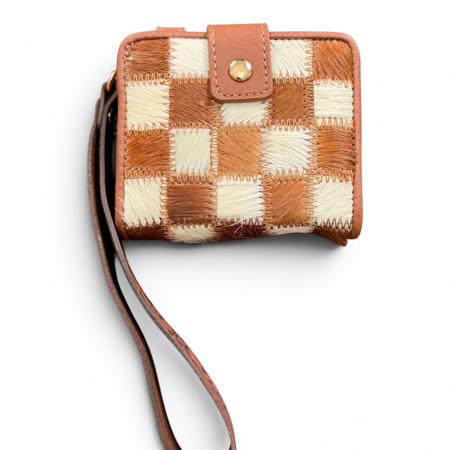 Dani Morgans Checkered Cowhide Mini Wristlet Wallet
