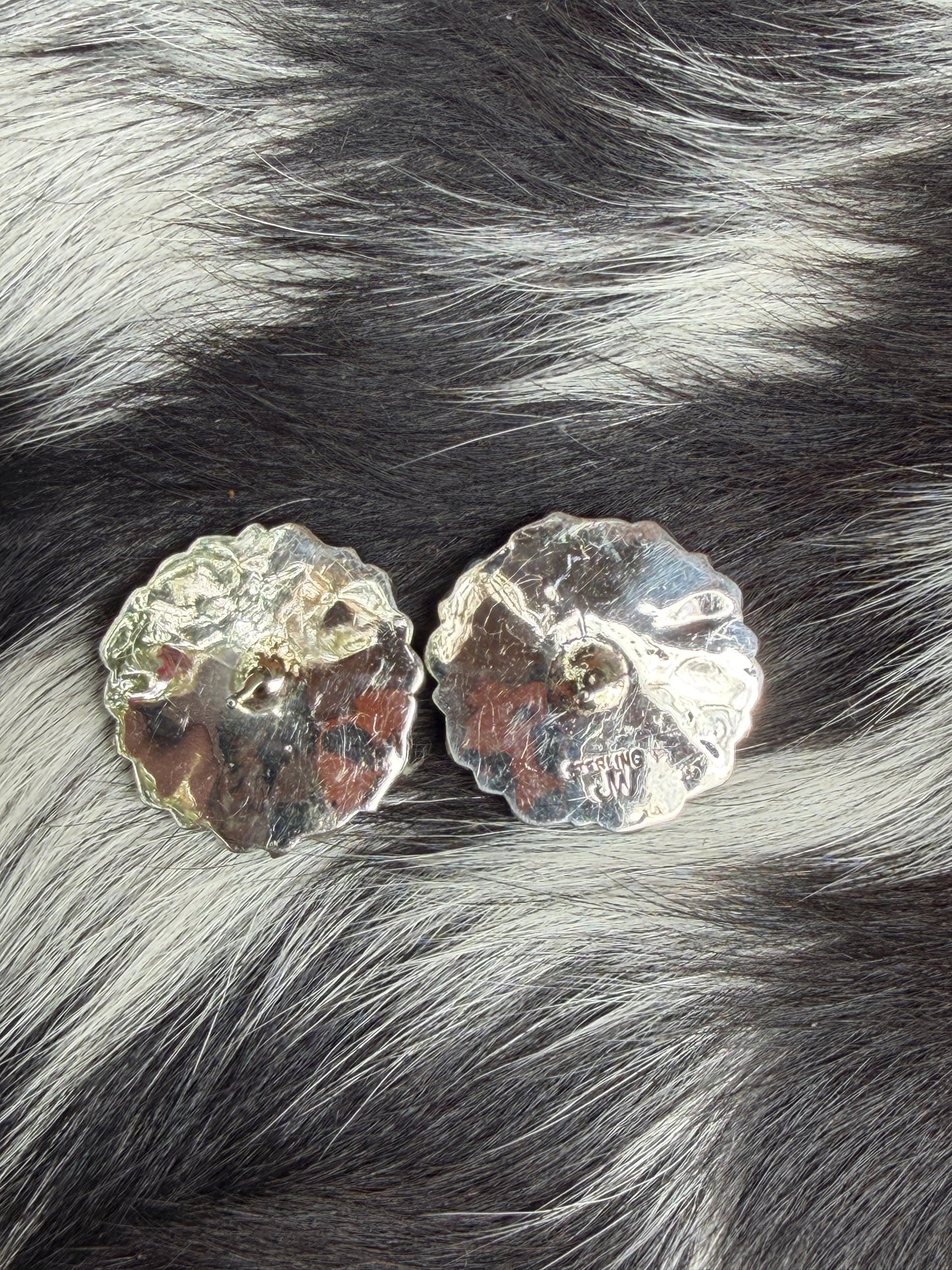 Native American Turquoise Cluster Stud Earrings | Genuine 925 Sterling Silver
