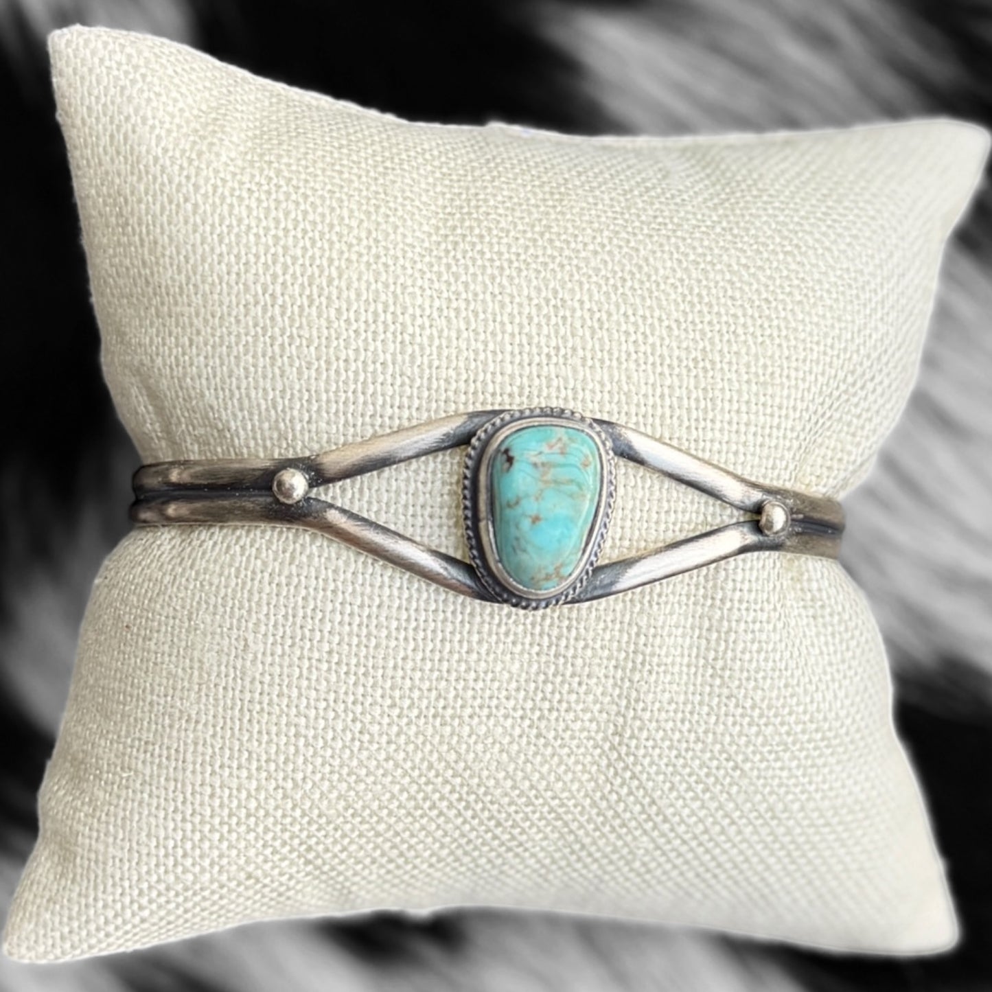 Dry Creek Turquoise Cuff Bracelet | Genuine 925 Sterling Silver | Navajo Handmade | Stamped BF