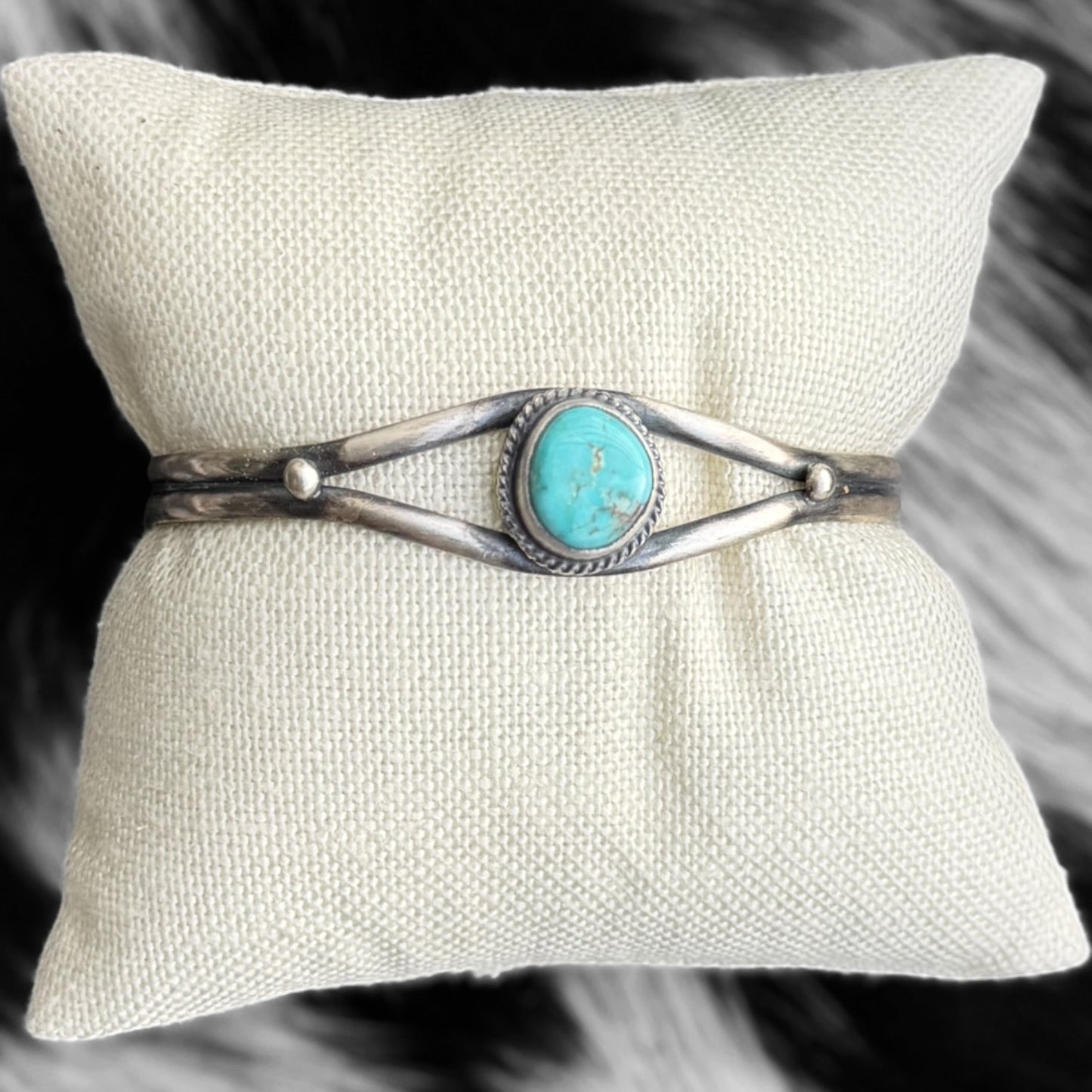 Dry Creek Turquoise Cuff Bracelet | Genuine 925 Sterling Silver | Navajo Handmade | Stamped BF