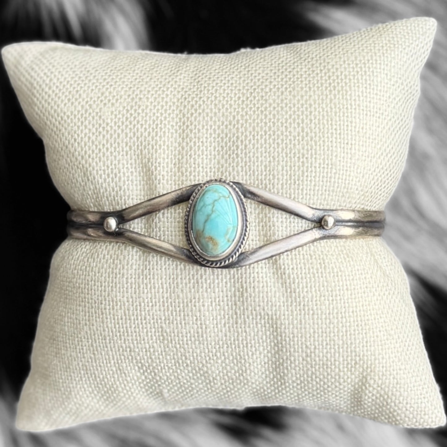 Dry Creek Turquoise Cuff Bracelet | Genuine 925 Sterling Silver | Navajo Handmade | Stamped BF