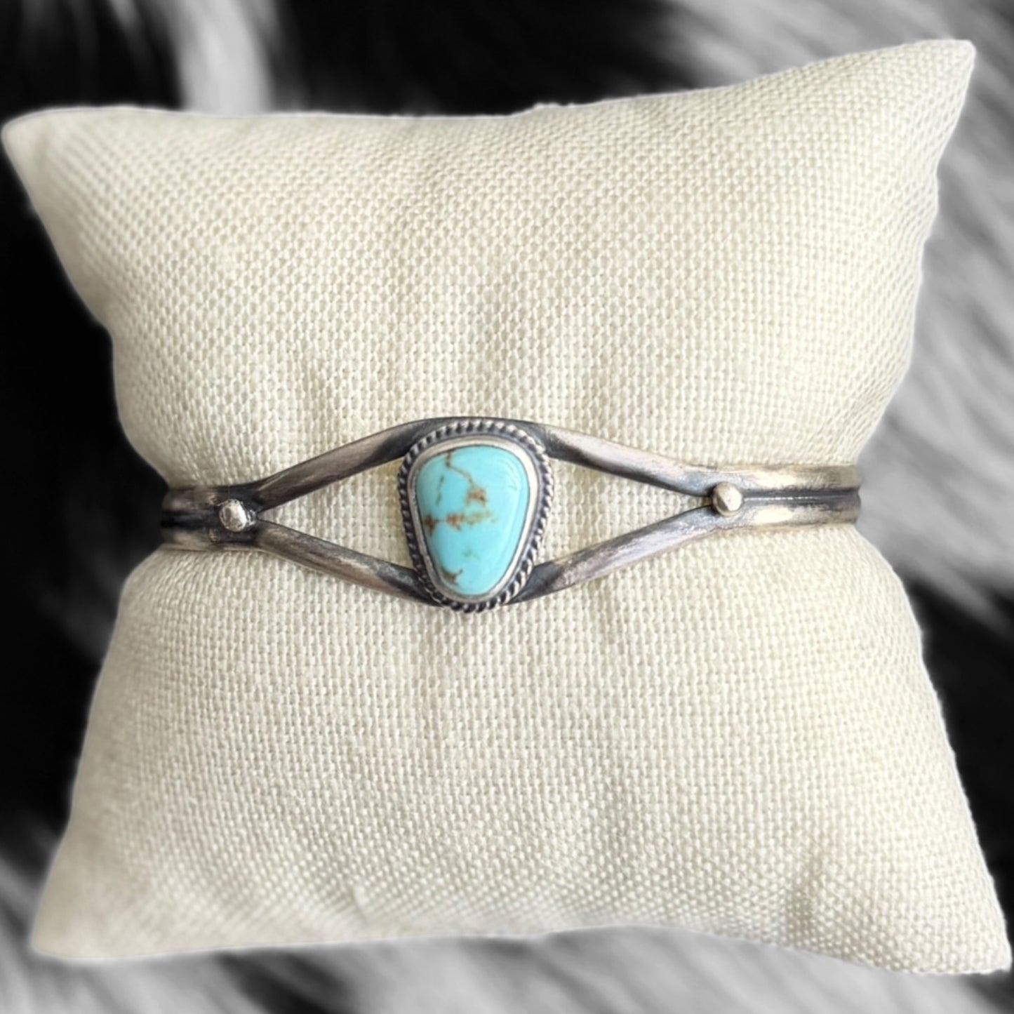 Dry Creek Turquoise Cuff Bracelet | Genuine 925 Sterling Silver | Navajo Handmade | Stamped BF