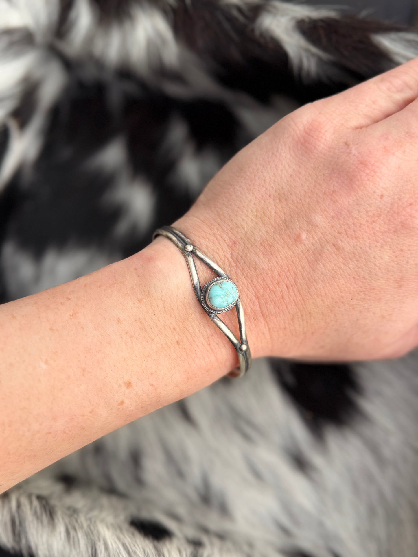 Dry Creek Turquoise Cuff Bracelet | Genuine 925 Sterling Silver | Navajo Handmade | Stamped BF