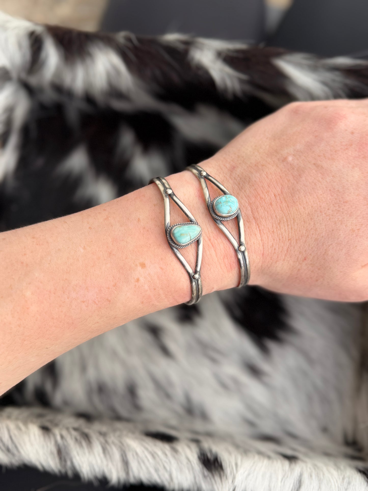 Dry Creek Turquoise Cuff Bracelet | Genuine 925 Sterling Silver | Navajo Handmade | Stamped BF