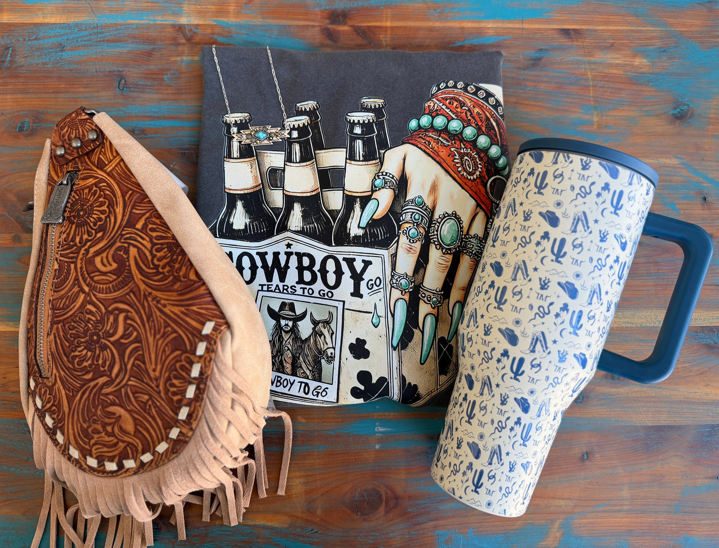 Western Mystery Bundle Box- Western Handbag, Tumbler, Tee, and Accessory