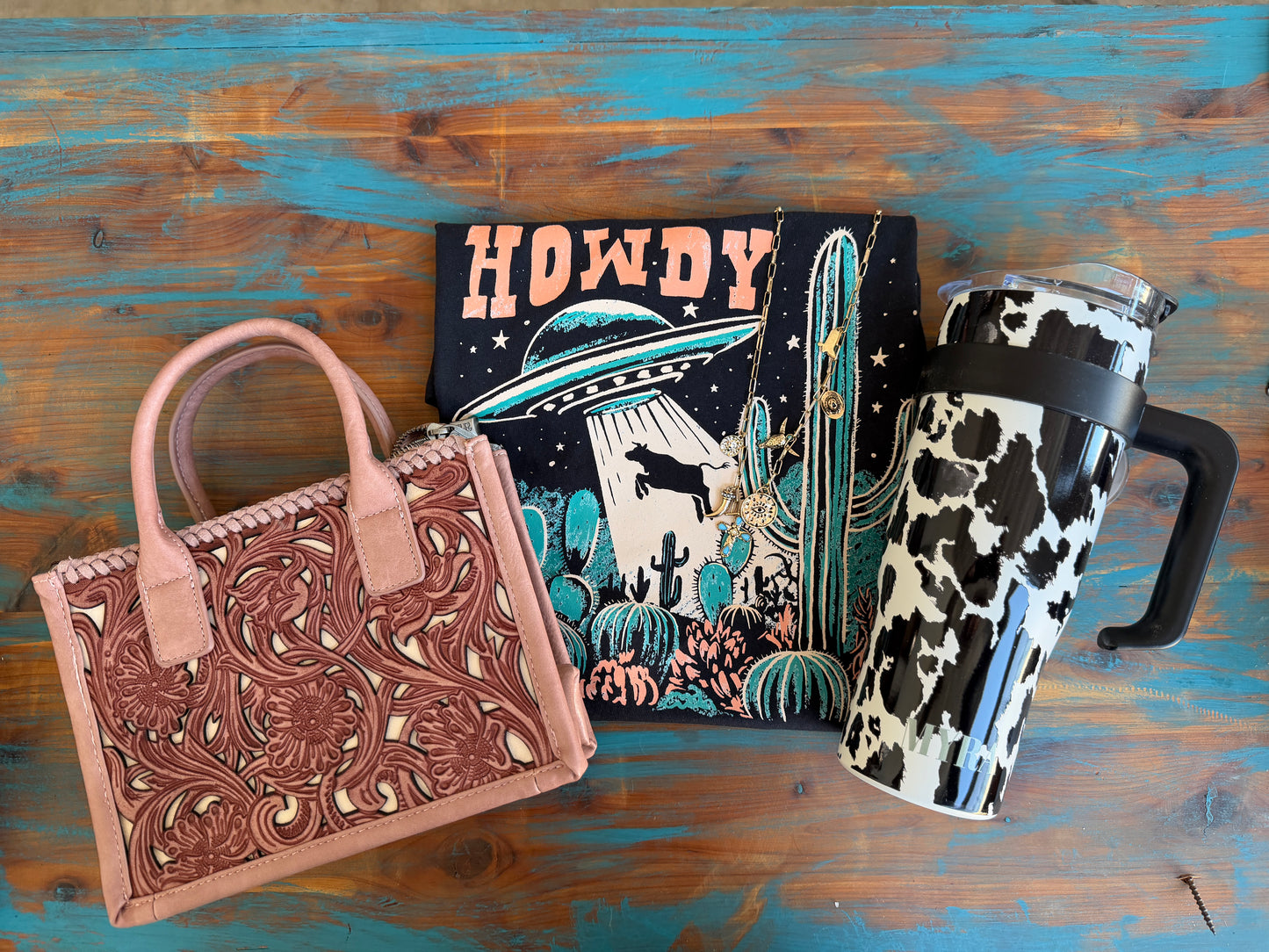 Western Mystery Bundle Box- Western Handbag, Tumbler, Tee, and Accessory