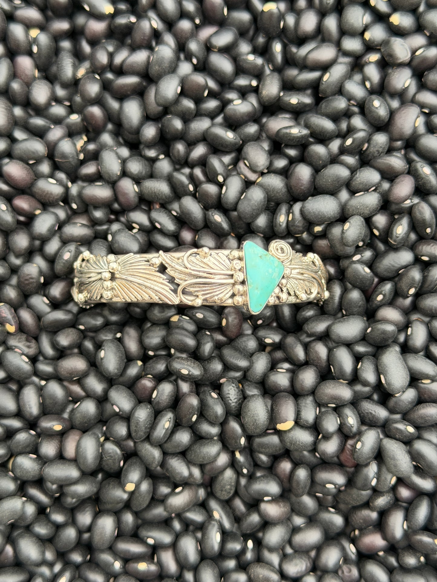 Kingman Turquoise Cuff Bracelet | Native American Handmade Sterling Silver | Signed & Stamped 925