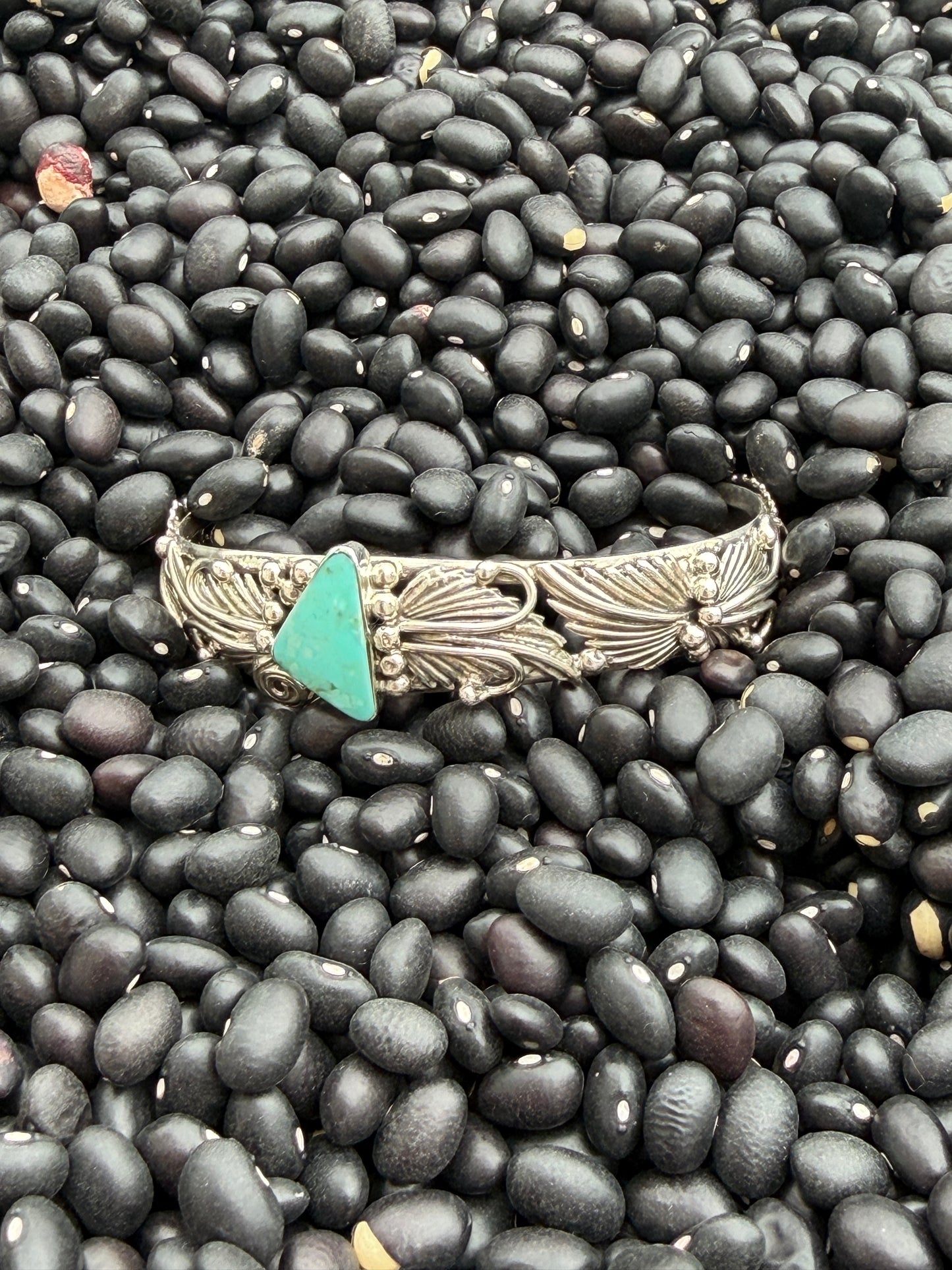 Kingman Turquoise Cuff Bracelet | Native American Handmade Sterling Silver | Signed & Stamped 925