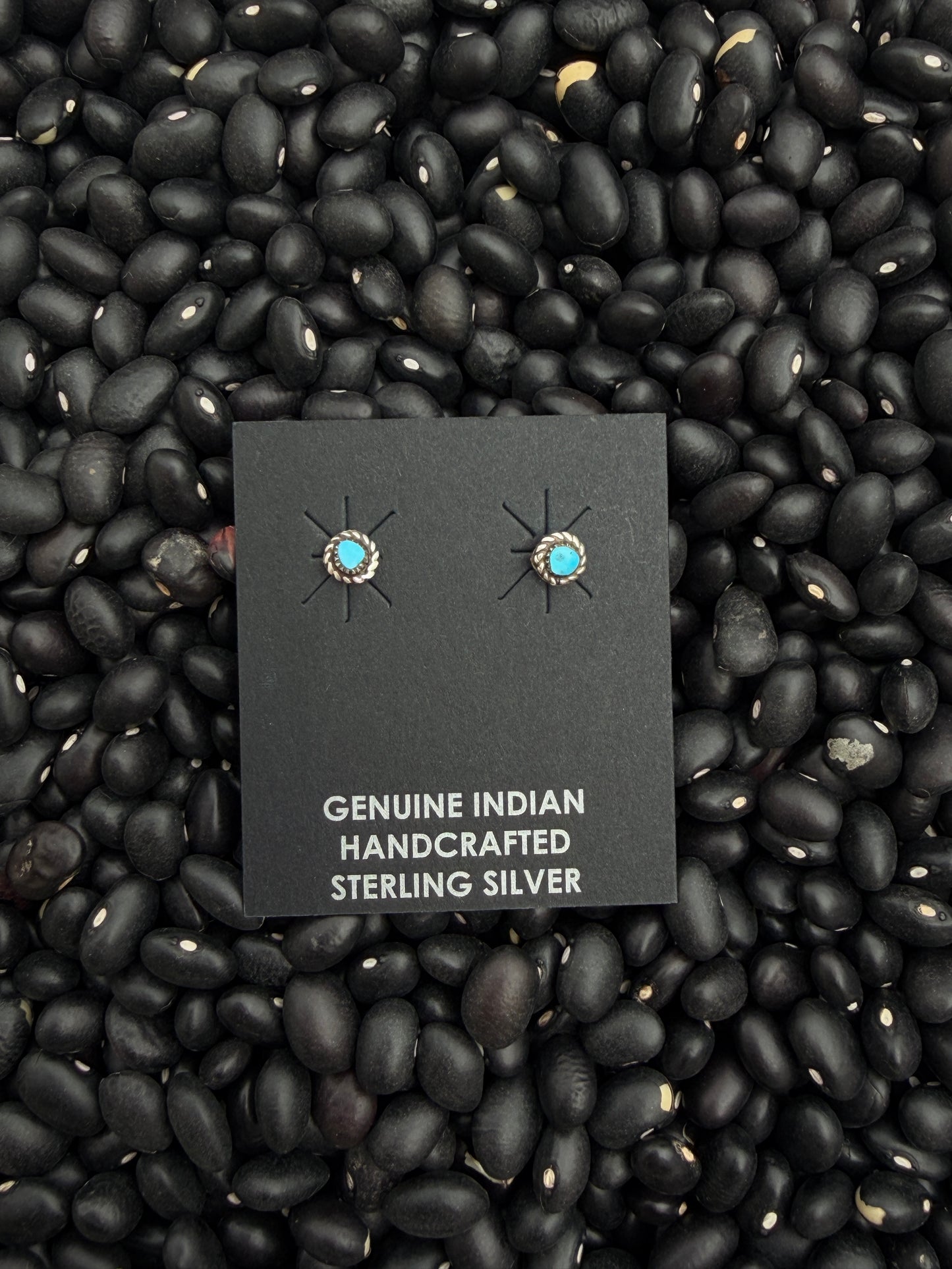 Kingman Turquoise Stud Earrings | Native American Handmade Sterling Silver | 925 Sterling made by Aaron Davis