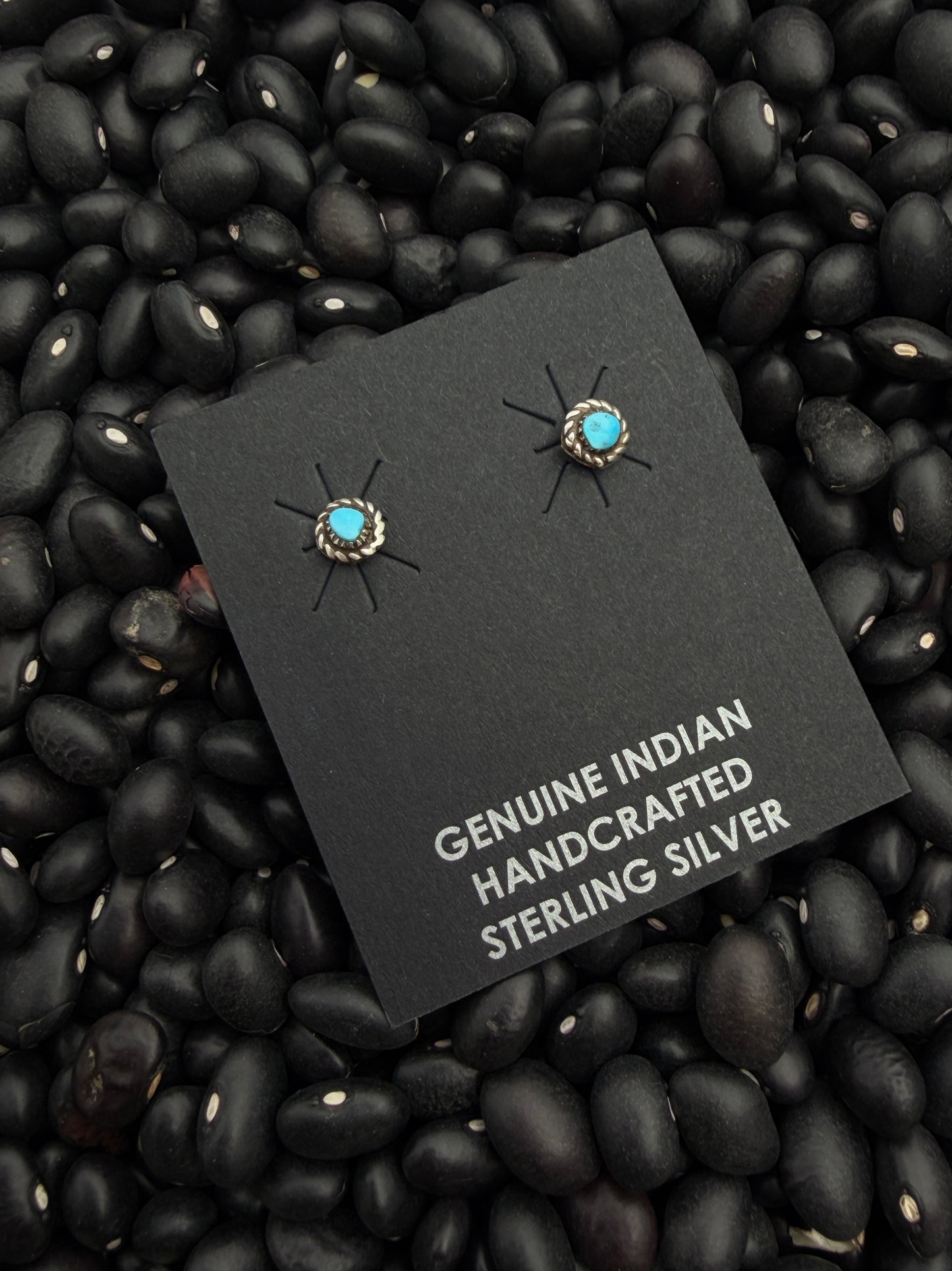 Kingman Turquoise Stud Earrings | Native American Handmade Sterling Silver | 925 Sterling made by Aaron Davis