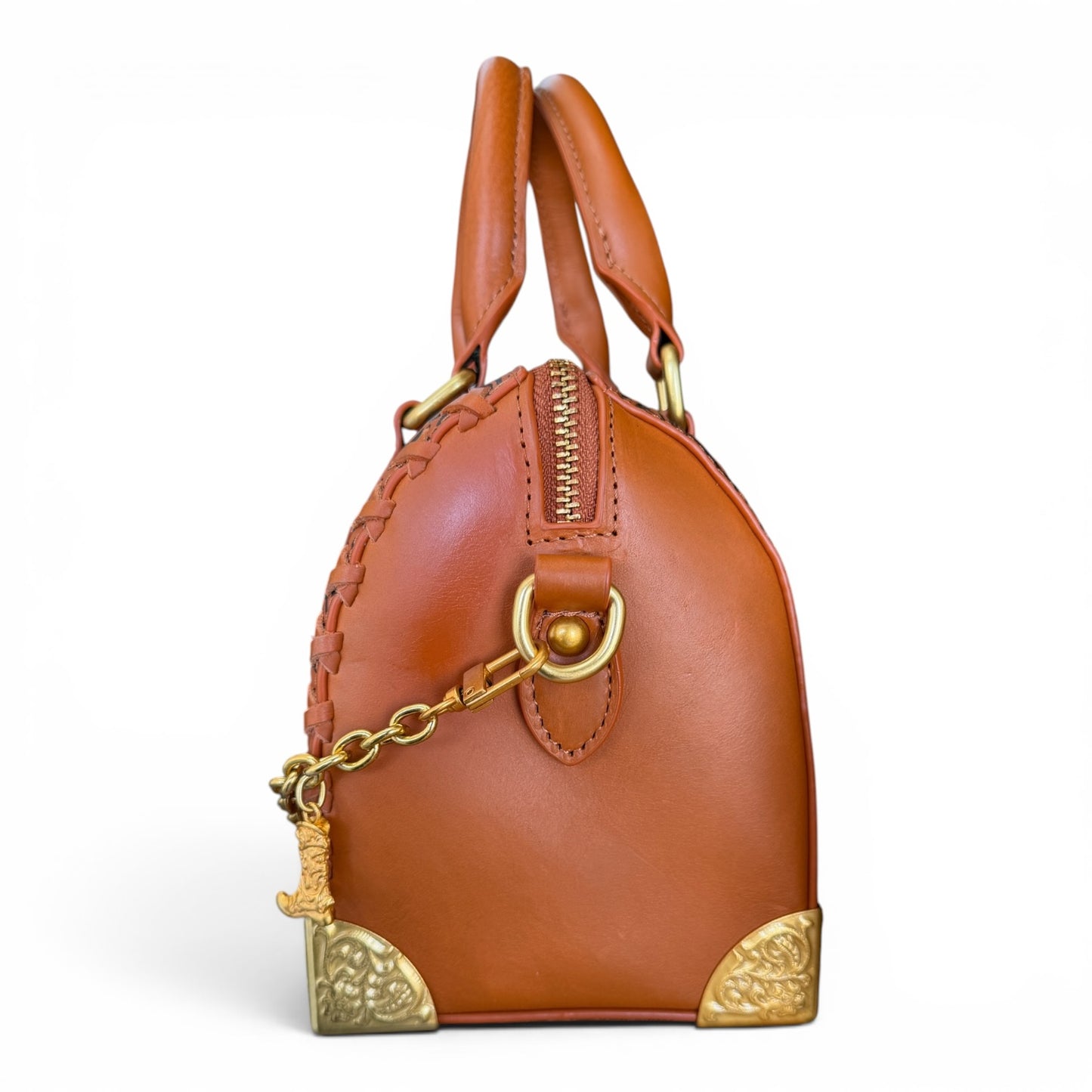 Wrangler Genuine Leather Floral Embossed Speedy Trunk Bag