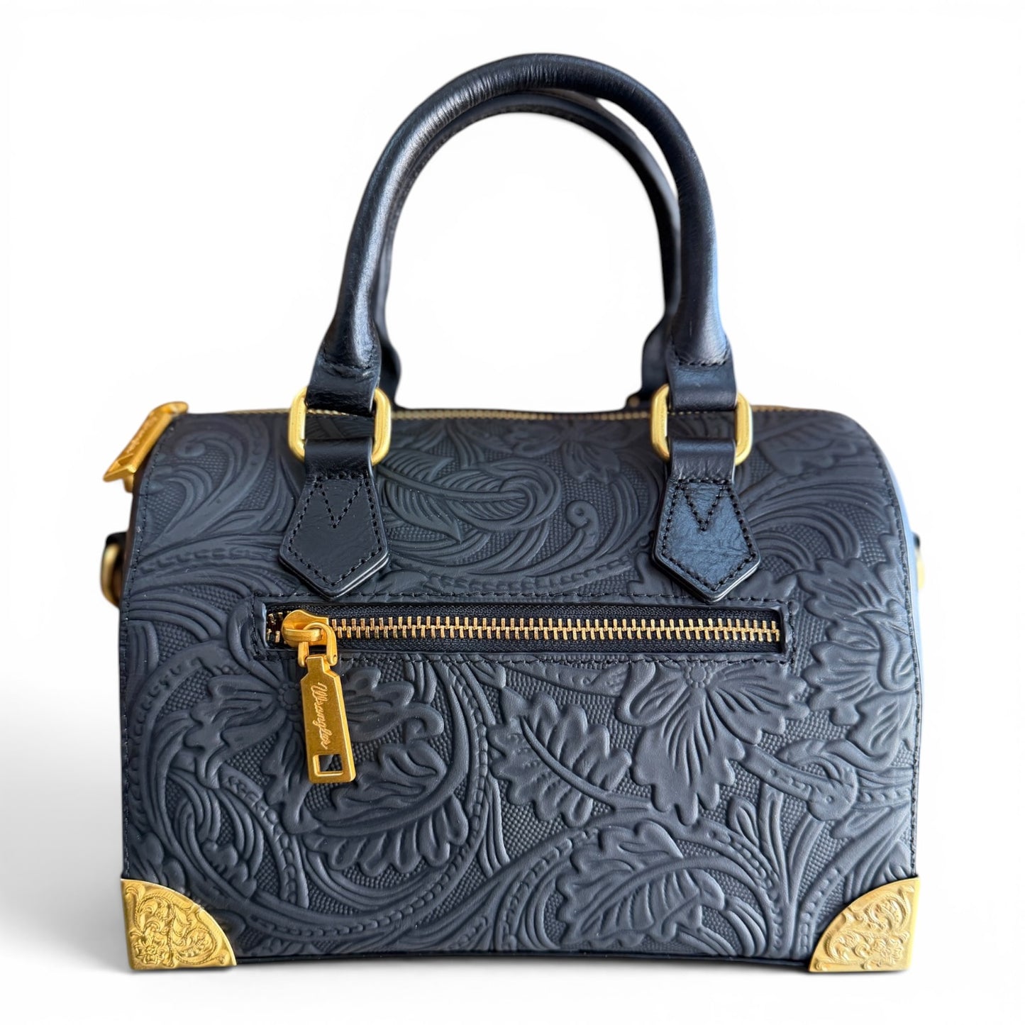 Wrangler Genuine Leather Floral Embossed Speedy Trunk Bag