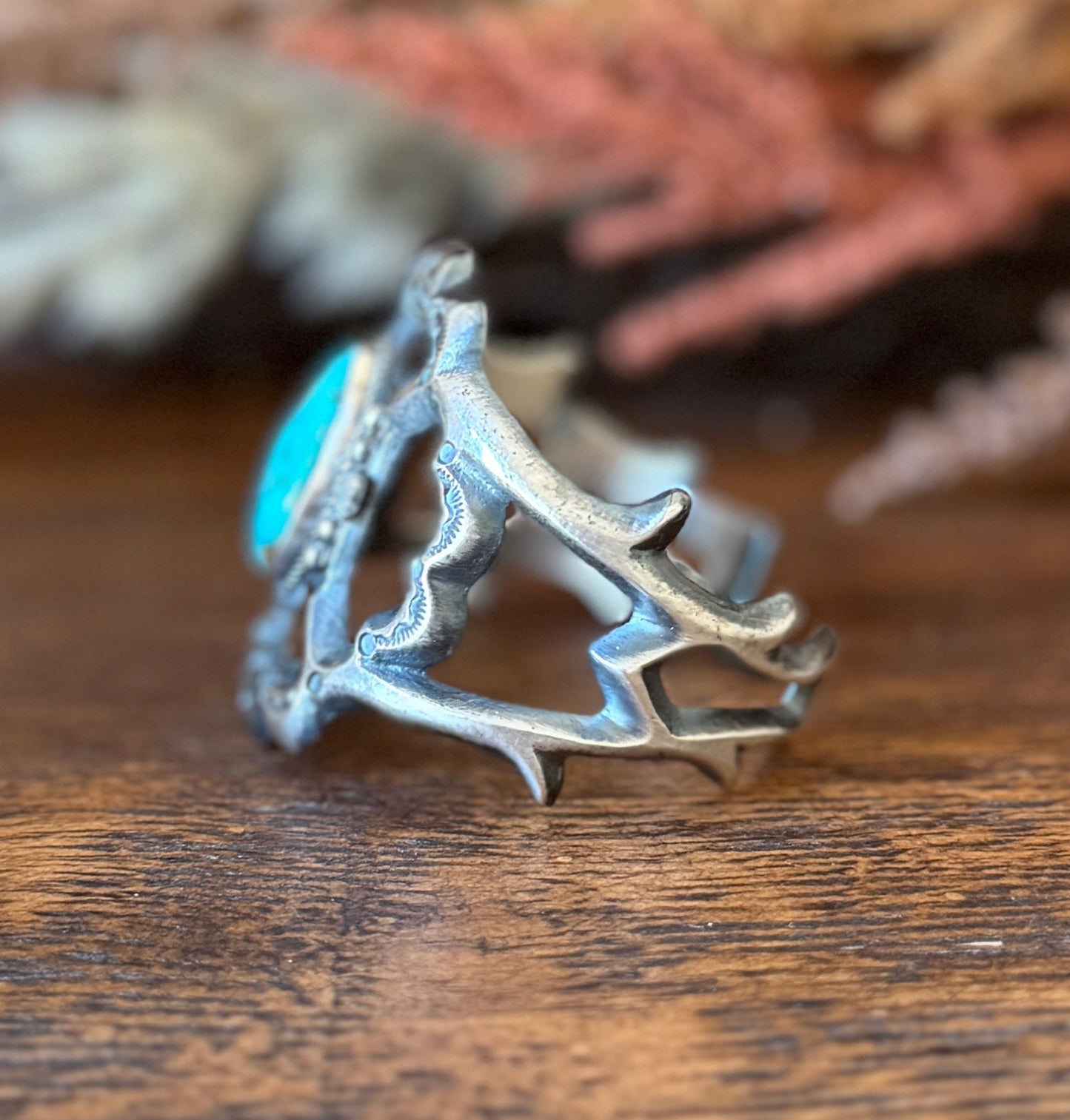 Royston Turquoise & 925 Sterling Silver Statement Cuff – 6.5"- Native Made by Harrison Bitsue