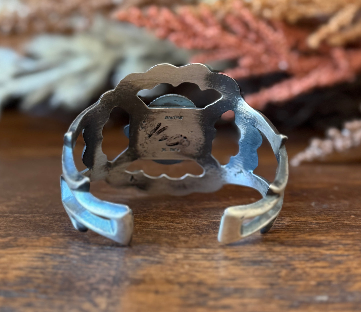 Royston Turquoise & 925 Sterling Silver Statement Cuff – 6.5"- Native Made by Harrison Bitsue