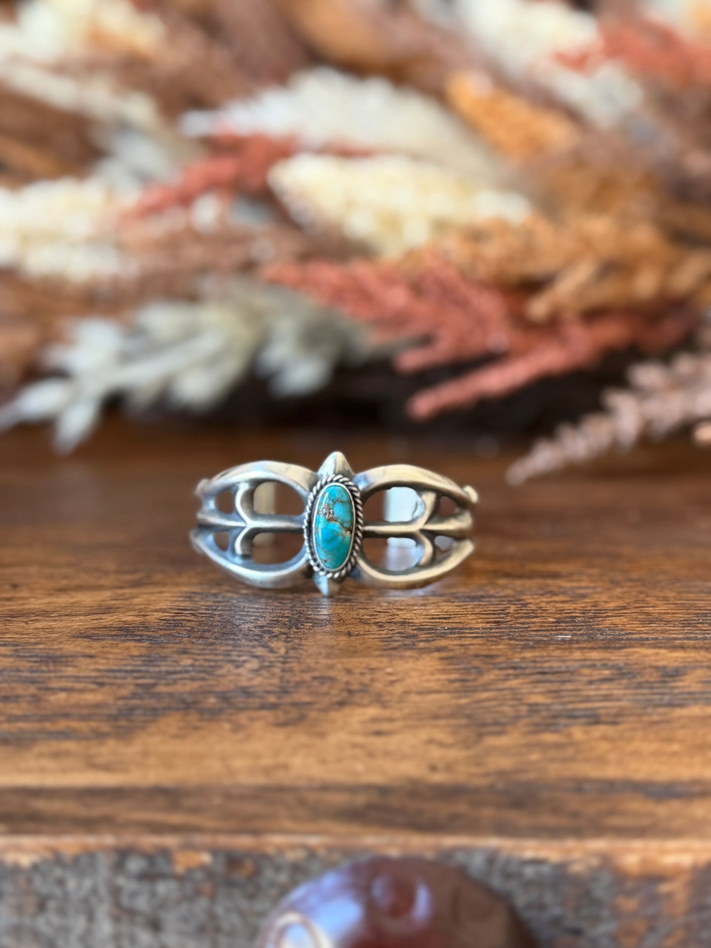 Royston Turquoise & 925 Sterling Silver Cuff – 6" Adjustable- Native Made by Eugene Gruber