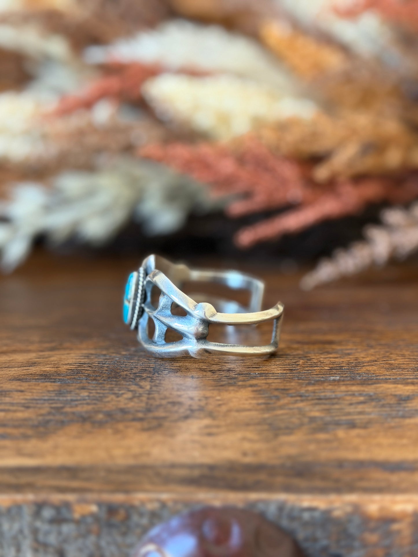 Royston Turquoise & 925 Sterling Silver Cuff – 6" Adjustable- Native Made by Eugene Gruber