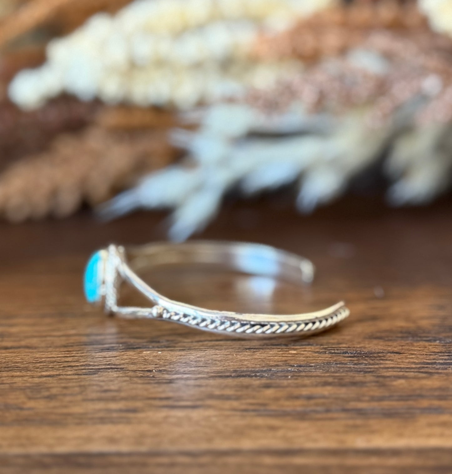 Kingman Turquoise & Sterling Silver Split-Shank Cuff Bracelet – 6" Adjustable- Native Made By Jerryson Henio - NOT SIGNED