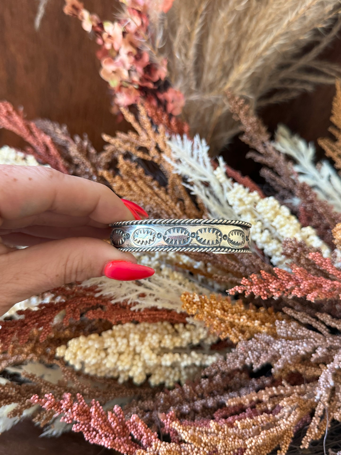 Hand-Stamped Sterling Silver Cuff Bracelet – 5 Designs- Native Made by Jason Bane
