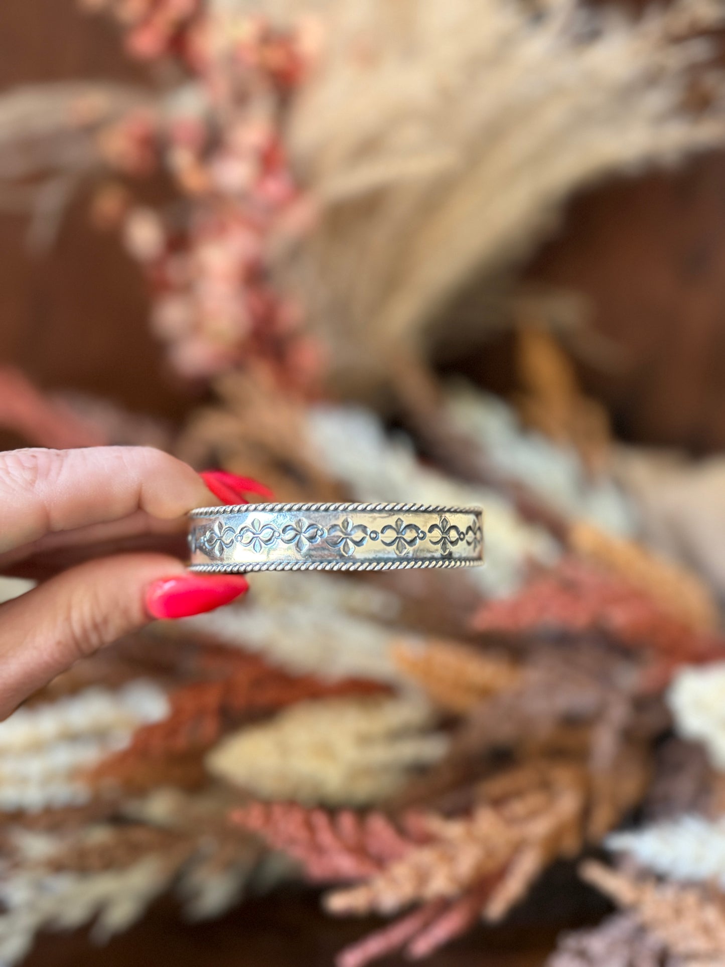 Hand-Stamped Sterling Silver Cuff Bracelet – 5 Designs- Native Made by Jason Bane