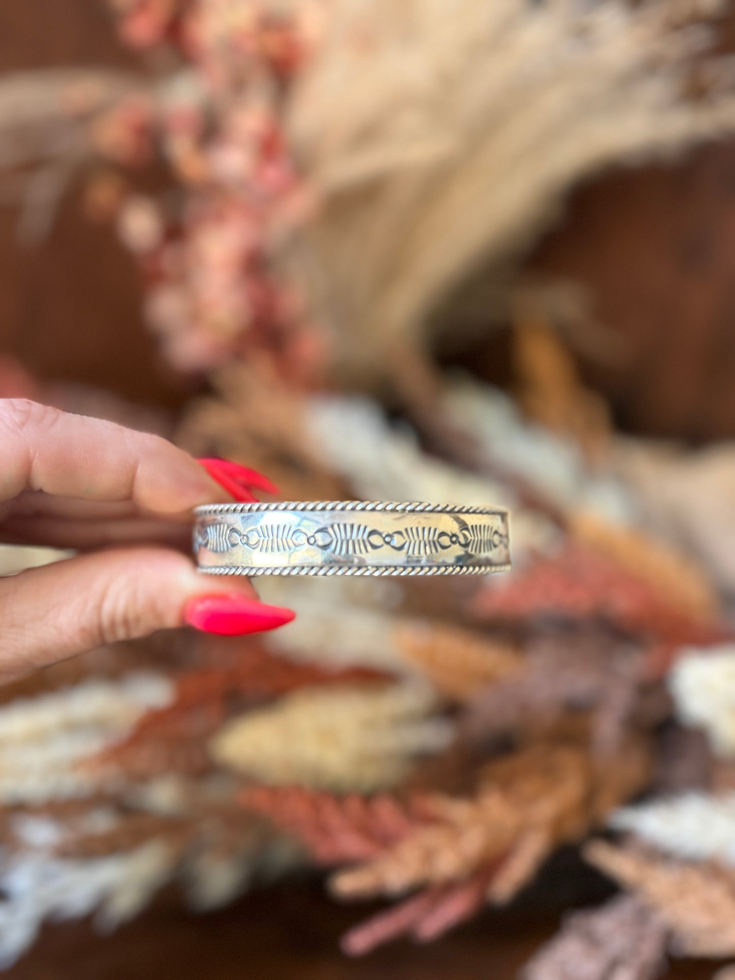 Hand-Stamped Sterling Silver Cuff Bracelet – 5 Designs- Native Made by Jason Bane