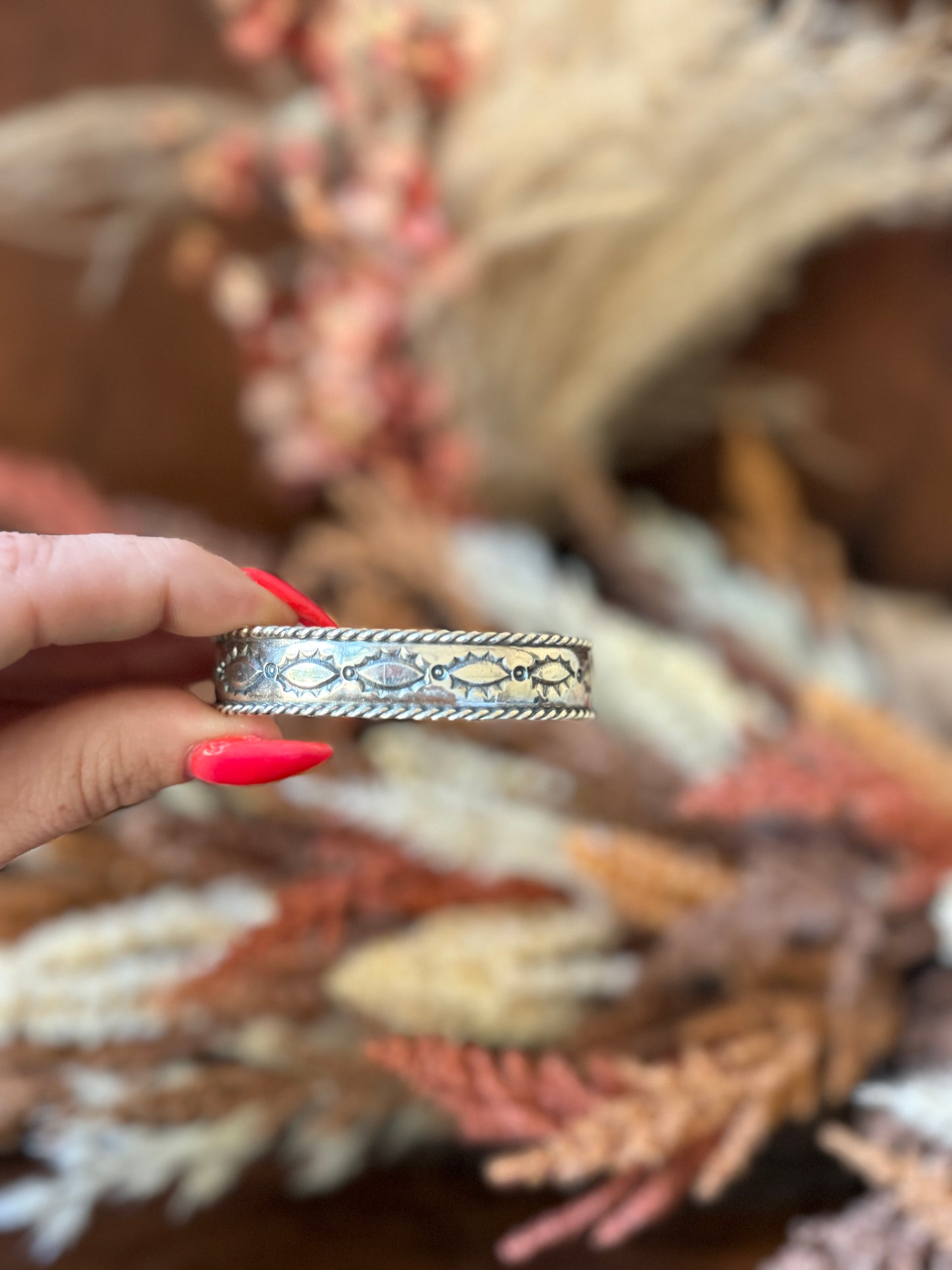 Hand-Stamped Sterling Silver Cuff Bracelet – 5 Designs- Native Made by Jason Bane
