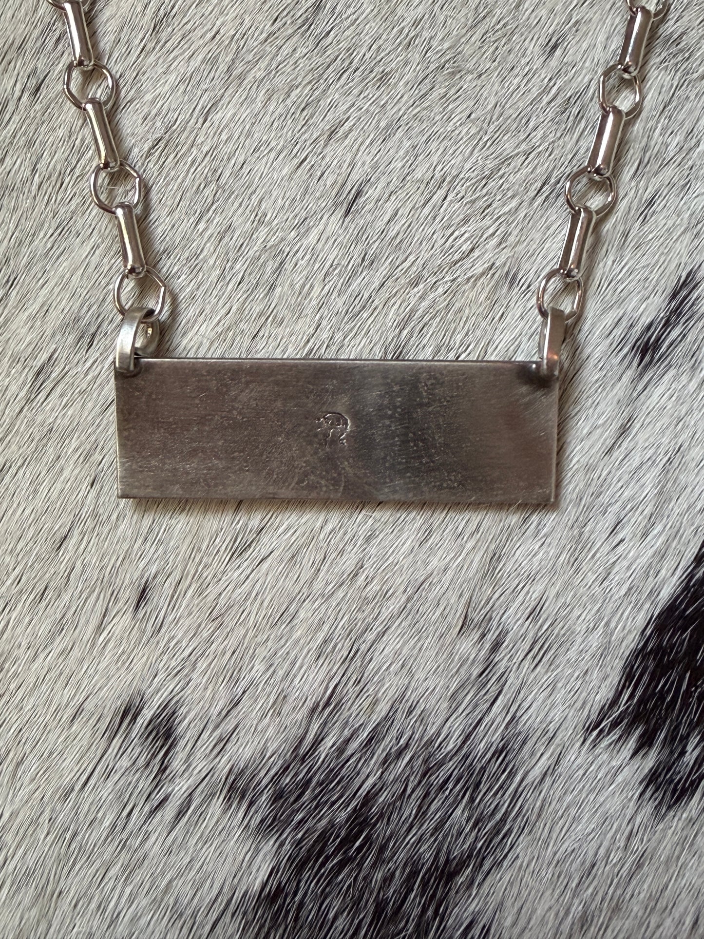 Sterling Silver Bar Necklace – 18" Native Made by Arlene Lewis