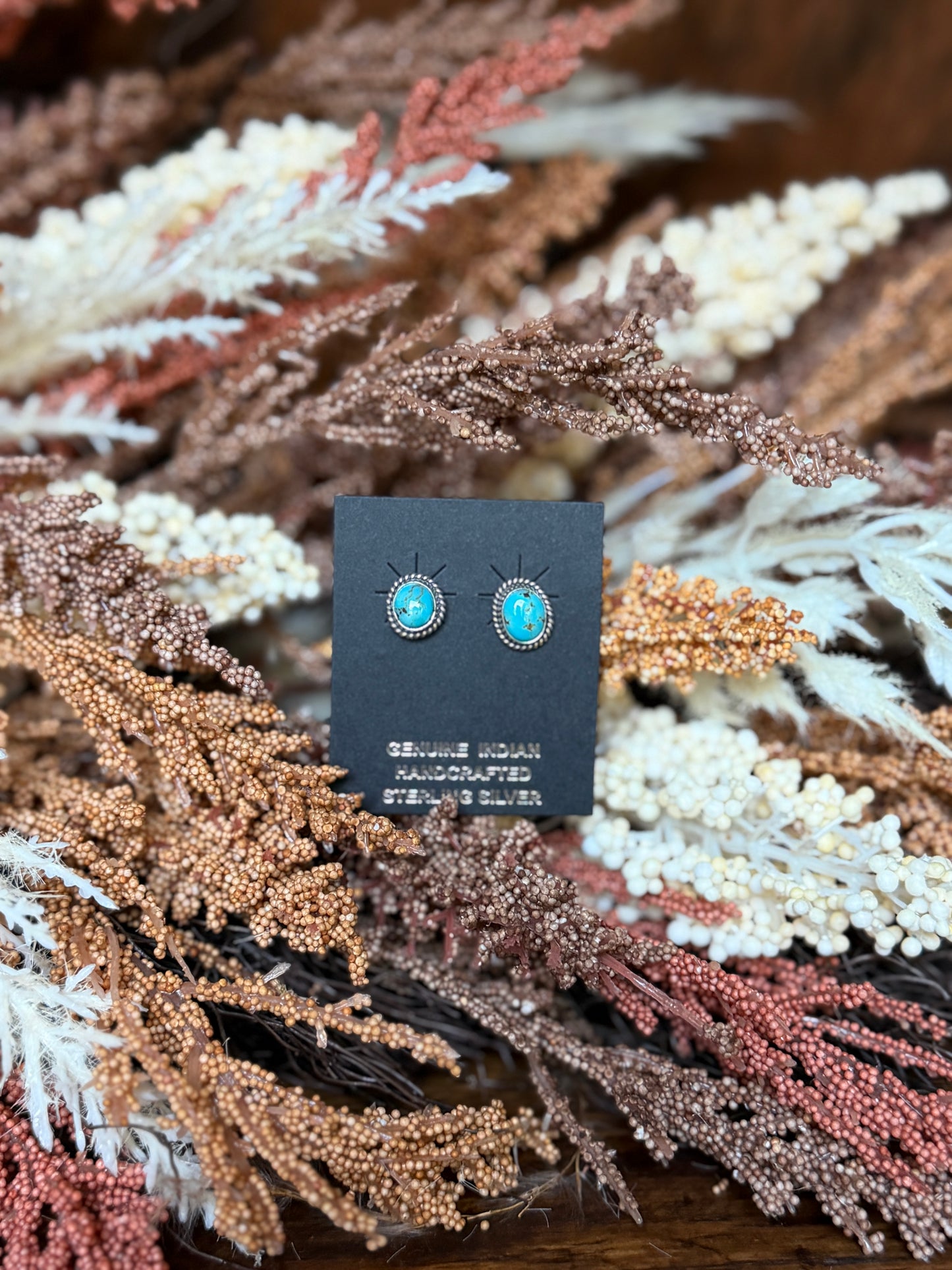 Kingman Turquoise Stud Earrings – Sterling Silver | Native Made by Helena Barone