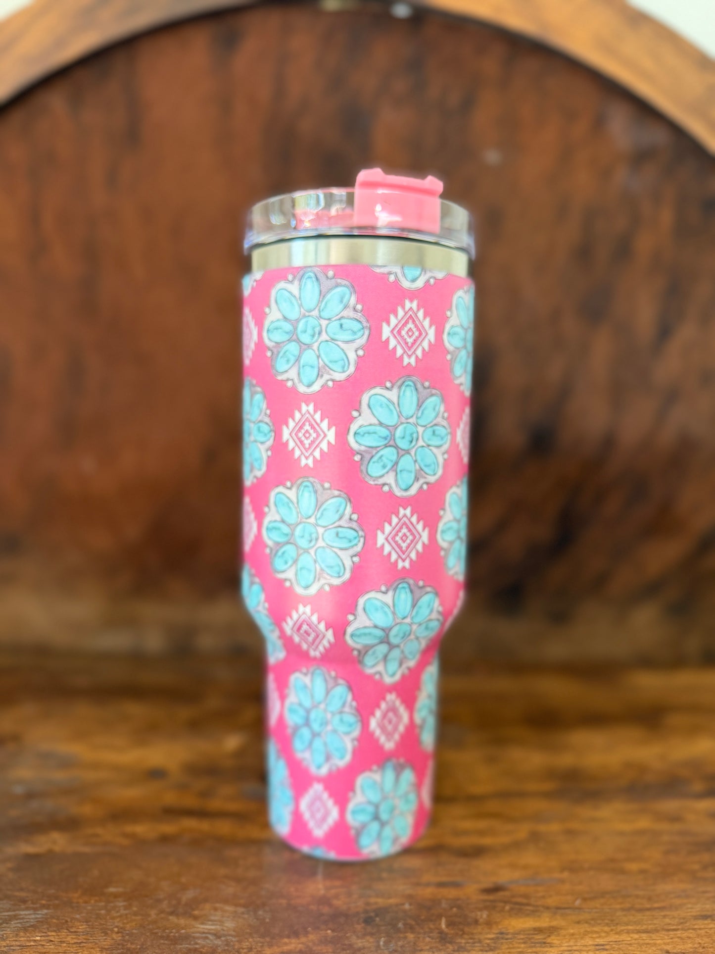 Pretty in Pink Turquoise Concho 40oz Insulated Tumbler