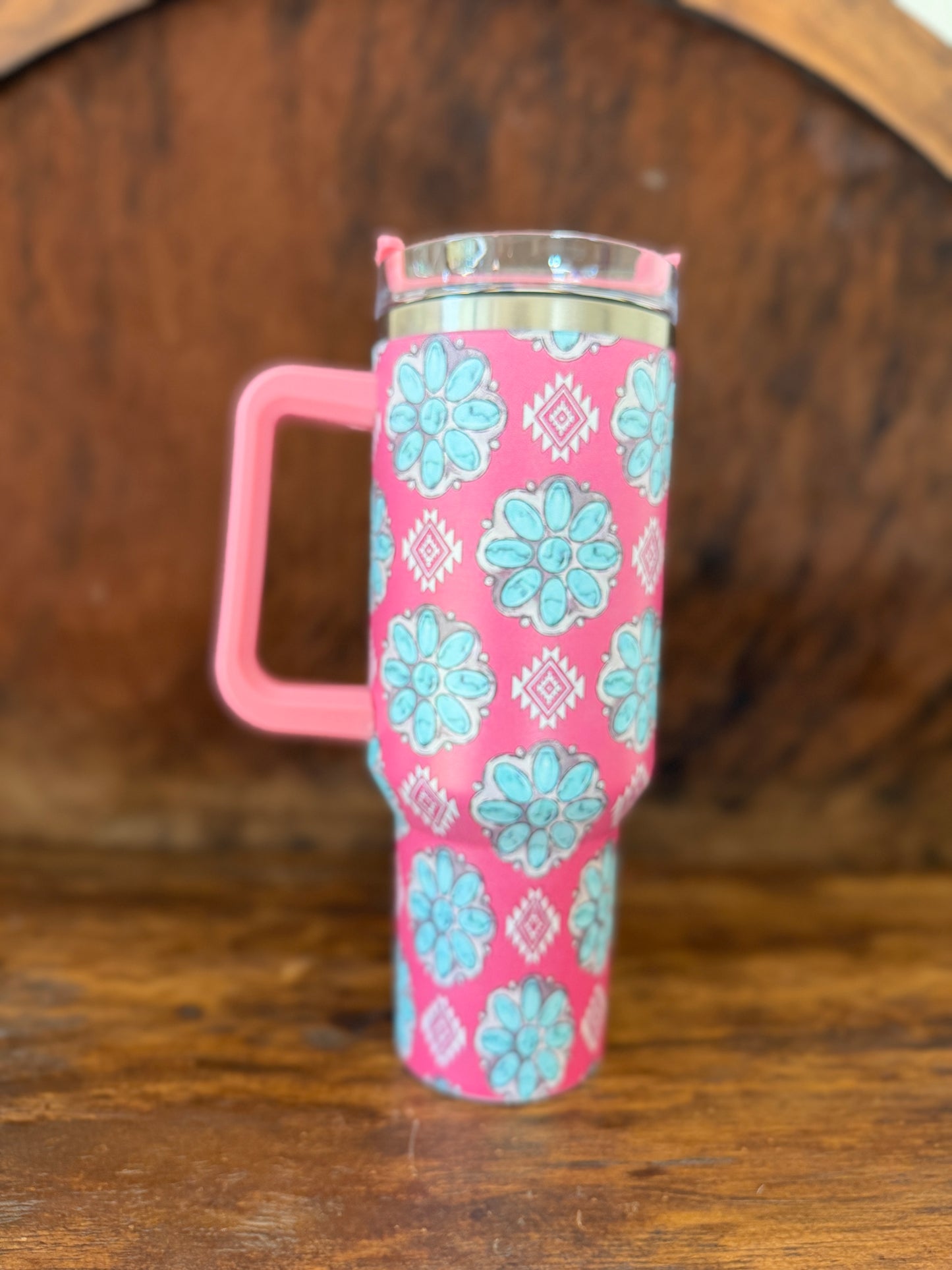 Pretty in Pink Turquoise Concho 40oz Insulated Tumbler