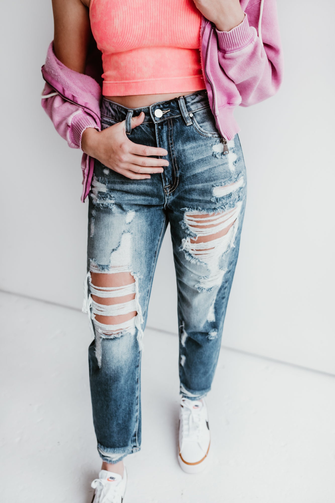 Harvie High Wasted Boyfriend Jeans