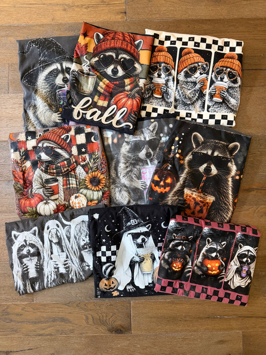 Raccoon Mystery Tee Bundle | 2 Comfort Colors® Graphic Tees – Choose Fall/Spooky or Football