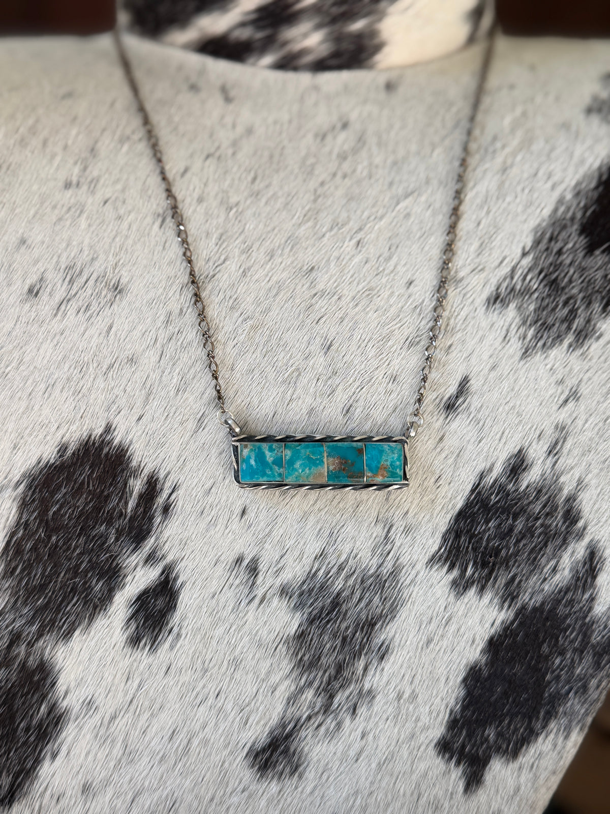 Steve Francisco Mine 8 Turquoise Bar Necklace – Native Made 925 Sterling Silver | 18"