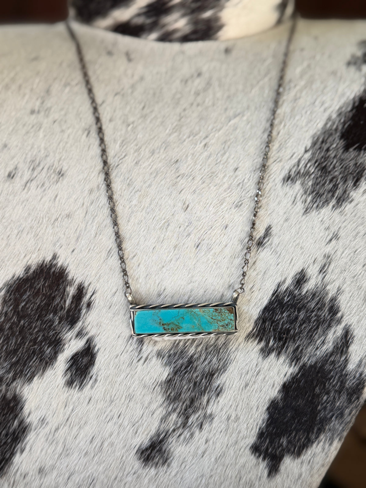 Steve Francisco Mine 8 Turquoise Bar Necklace – Native Made 925 Sterling Silver | 18"