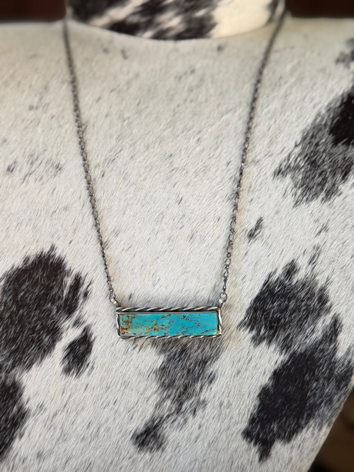 Steve Francisco Mine 8 Turquoise Bar Necklace – Native Made 925 Sterling Silver | 18"