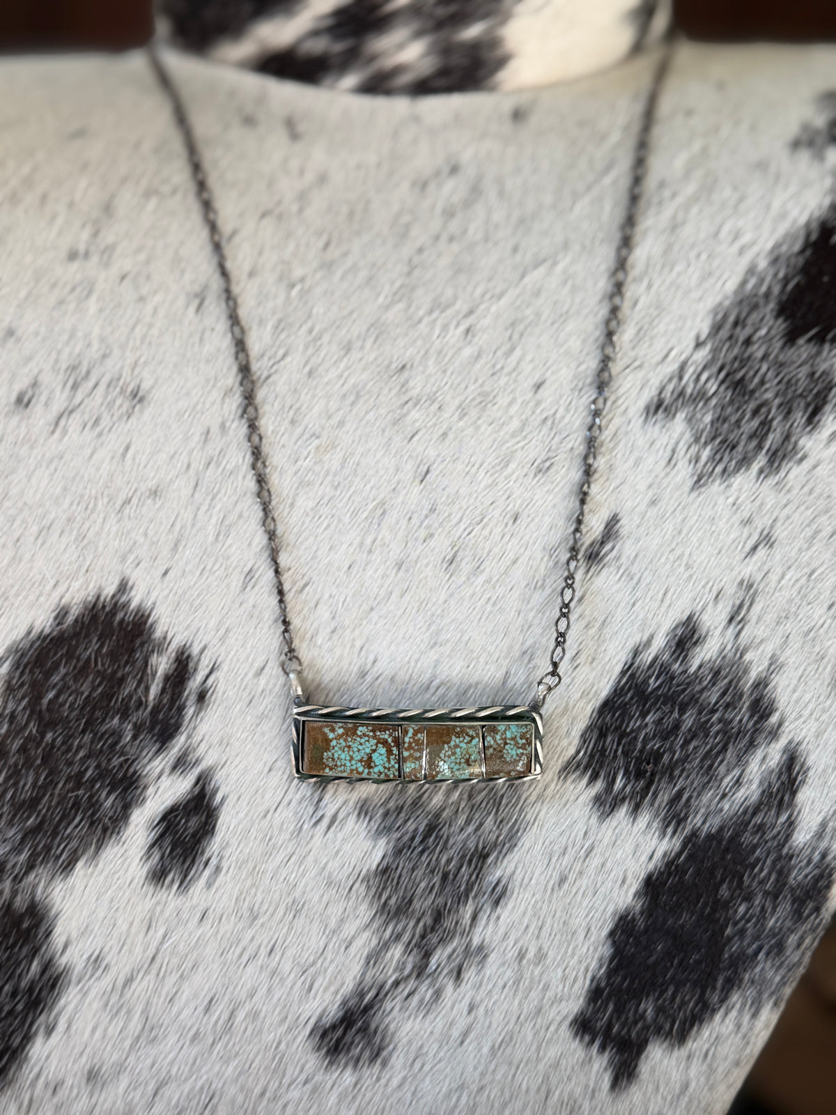 Steve Francisco Mine 8 Turquoise Bar Necklace – Native Made 925 Sterling Silver | 18"