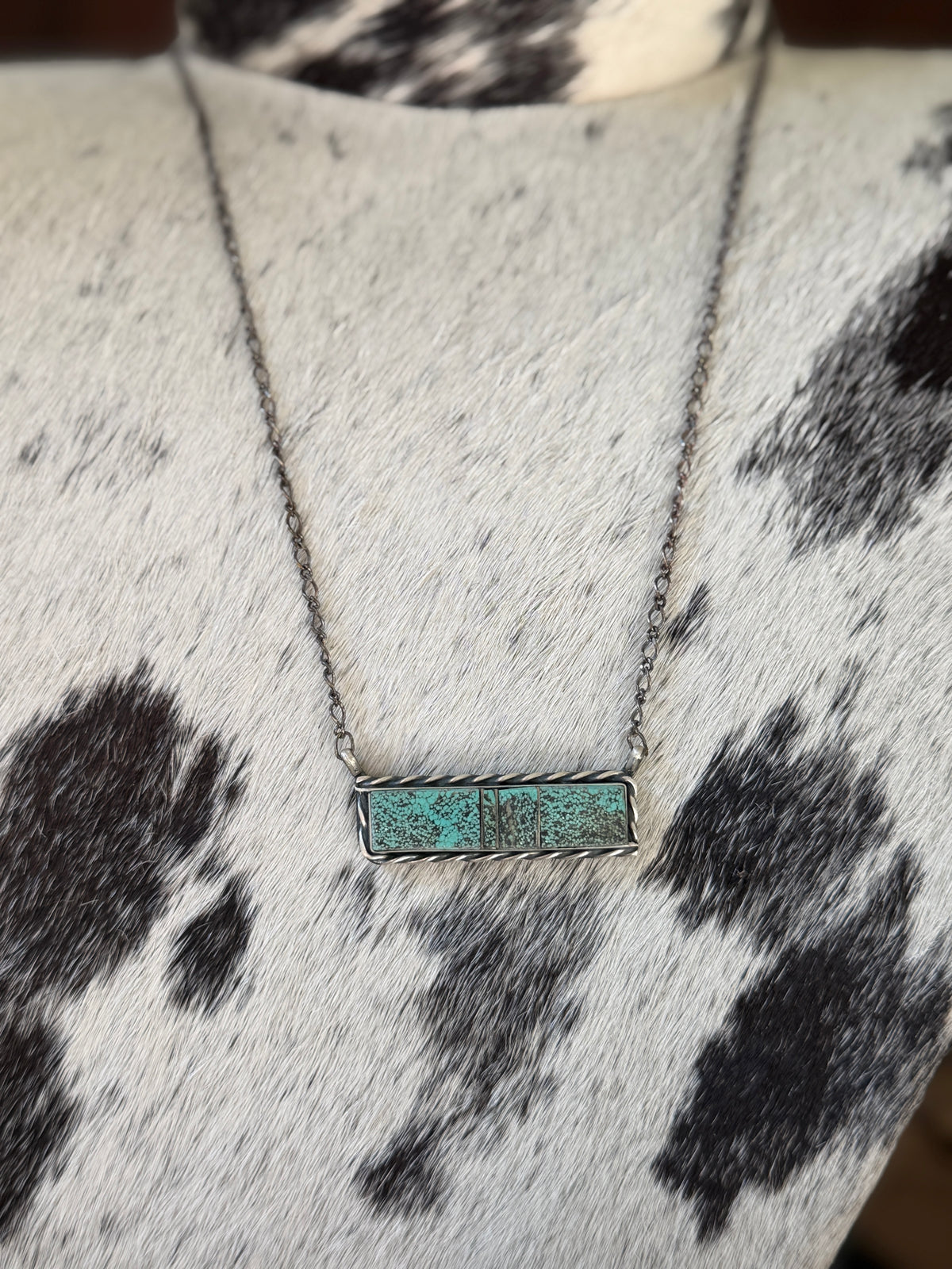 Steve Francisco Mine 8 Turquoise Bar Necklace – Native Made 925 Sterling Silver | 18"