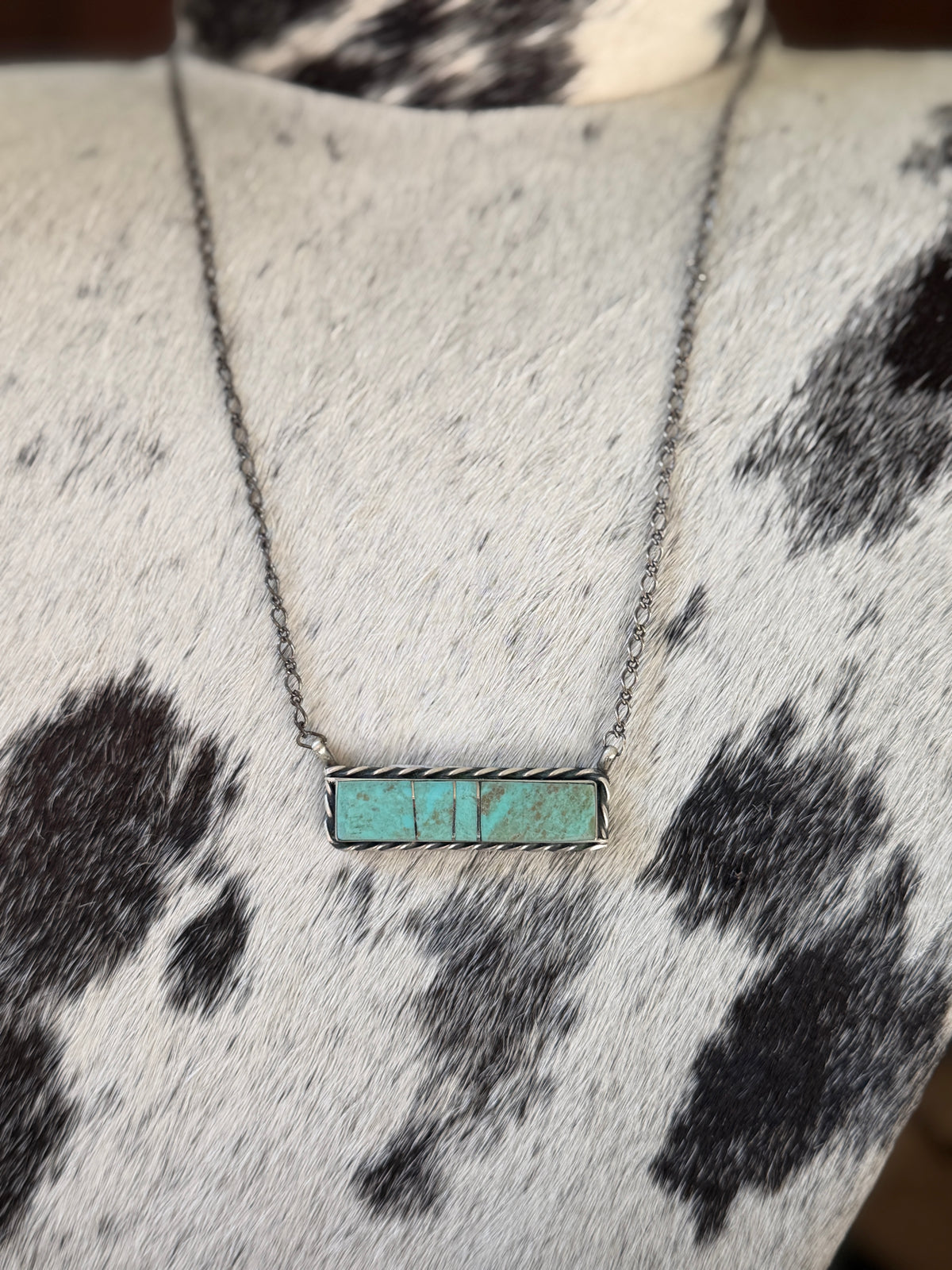 Steve Francisco Mine 8 Turquoise Bar Necklace – Native Made 925 Sterling Silver | 18"
