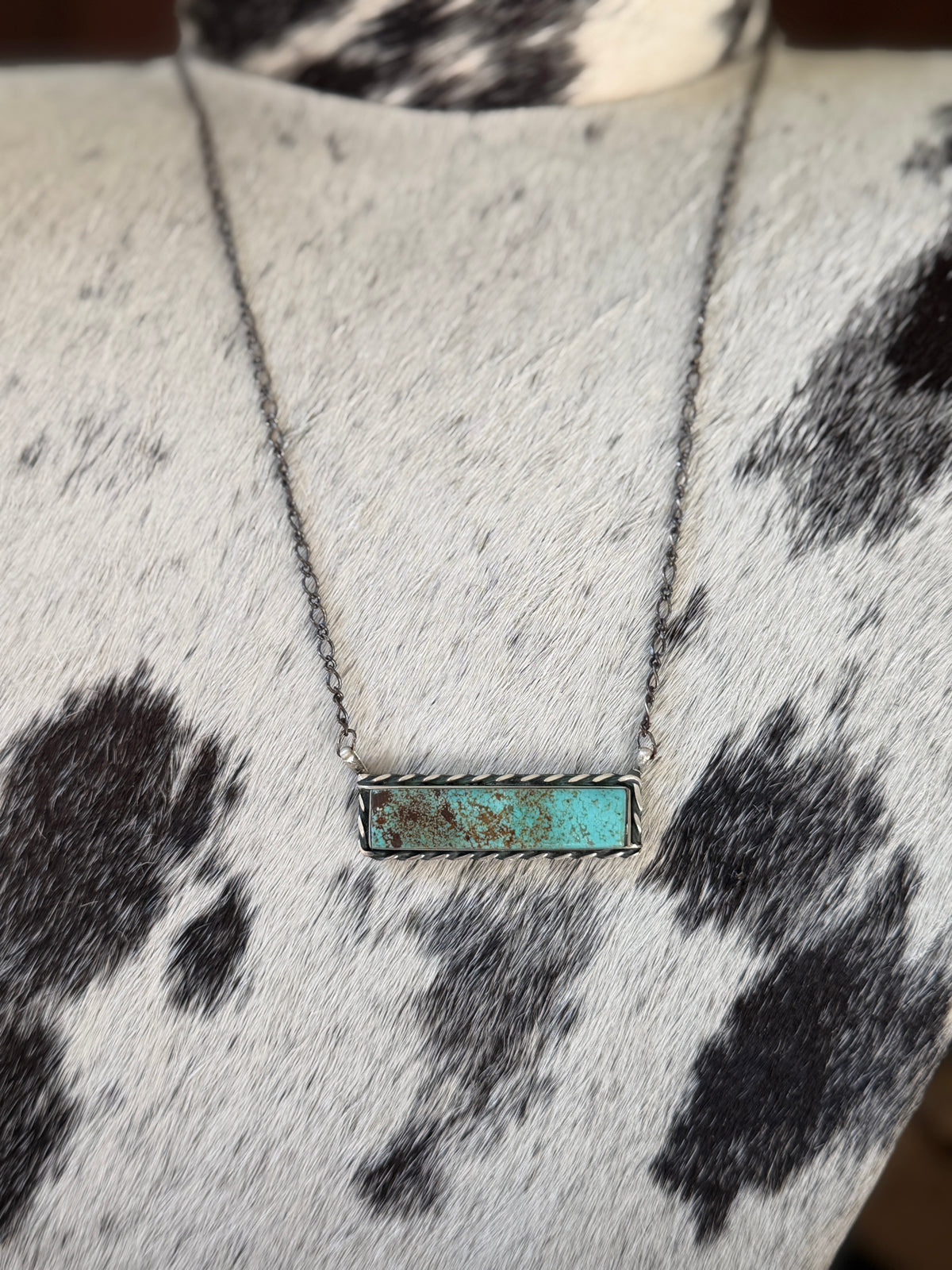 Steve Francisco Mine 8 Turquoise Bar Necklace – Native Made 925 Sterling Silver | 18"