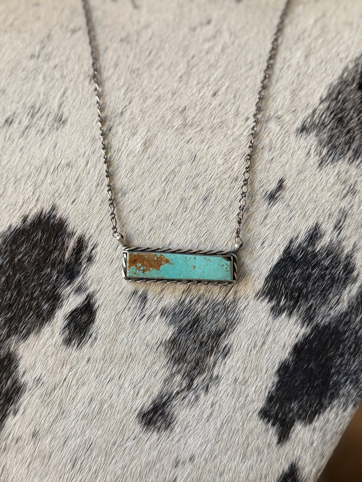 Steve Francisco Mine 8 Turquoise Bar Necklace – Native Made 925 Sterling Silver | 18"