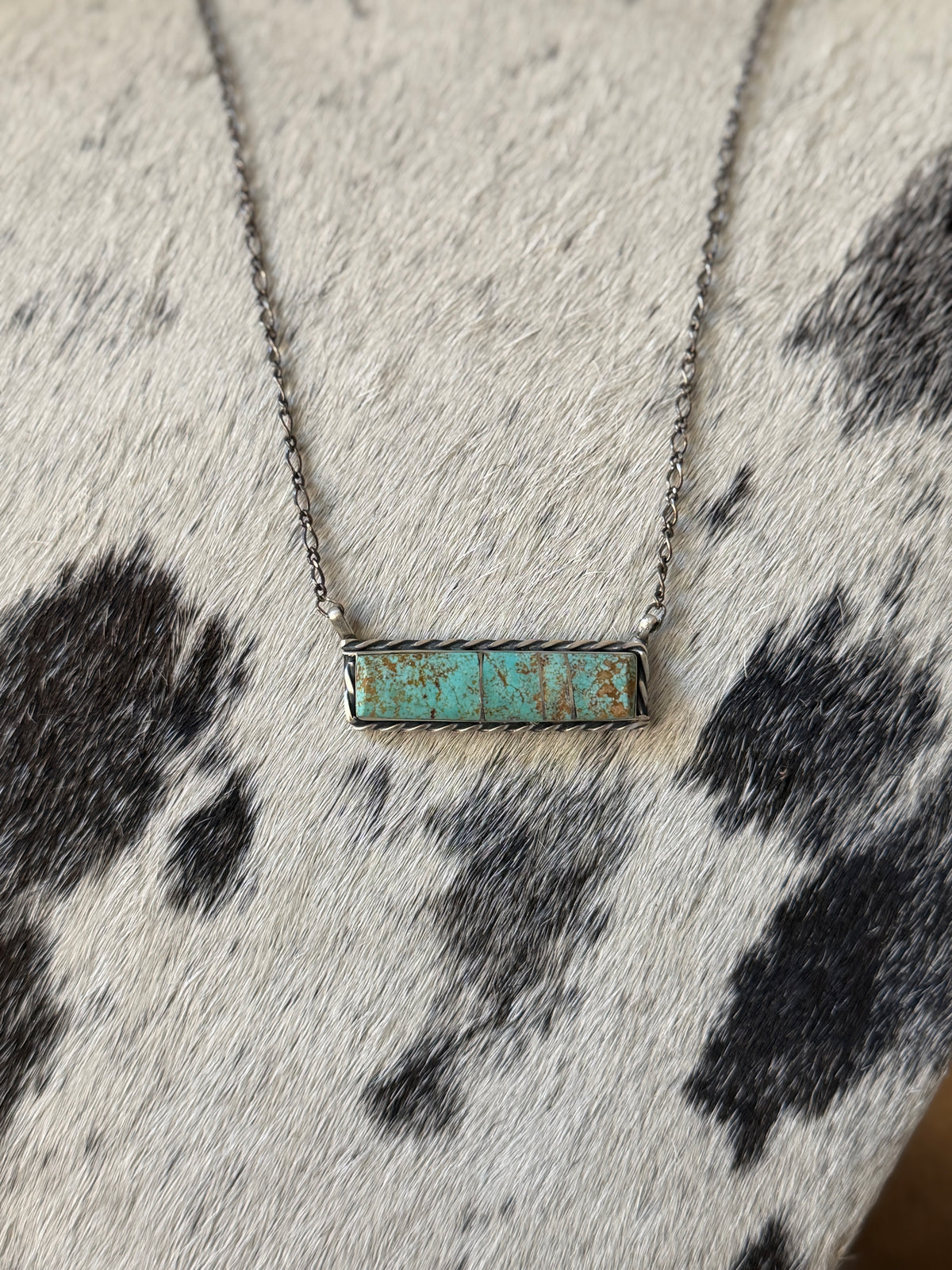 Steve Francisco Mine 8 Turquoise Bar Necklace – Native Made 925 Sterling Silver | 18"