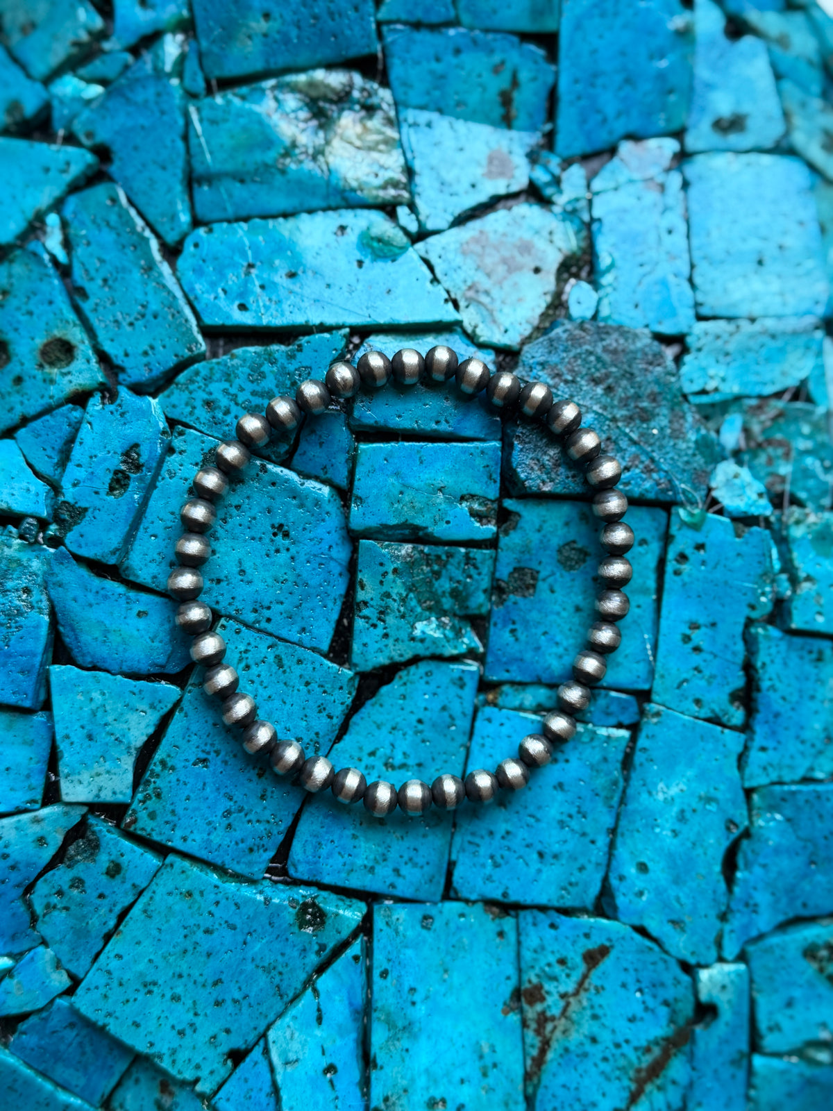 5mm 925 Sterling Silver Pearl Stretch Bracelet – Machine Made